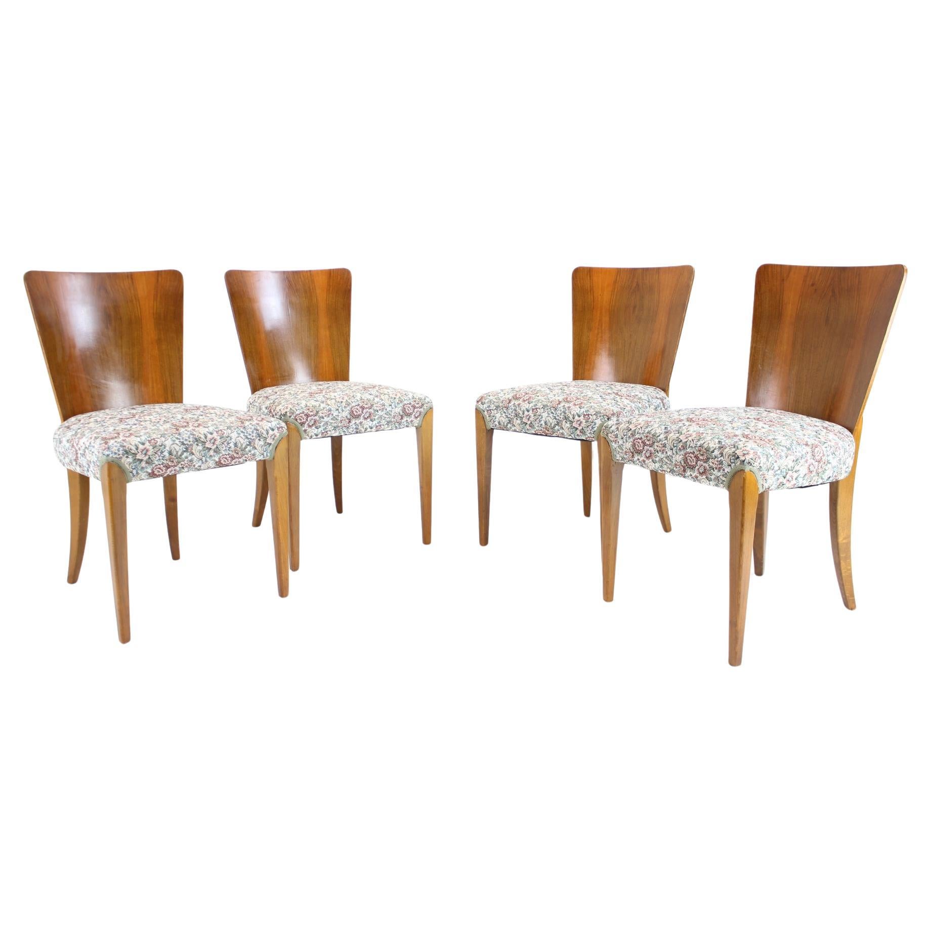 1950s  Jindrich Halabala Dining Chairs H-214 for UP Závody, Set of 4 