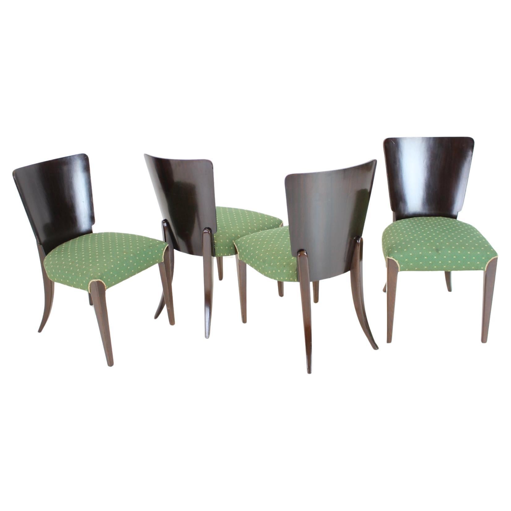 1950s  Jindrich Halabala Dining Chairs H-214 for UP Závody, Set of 4 