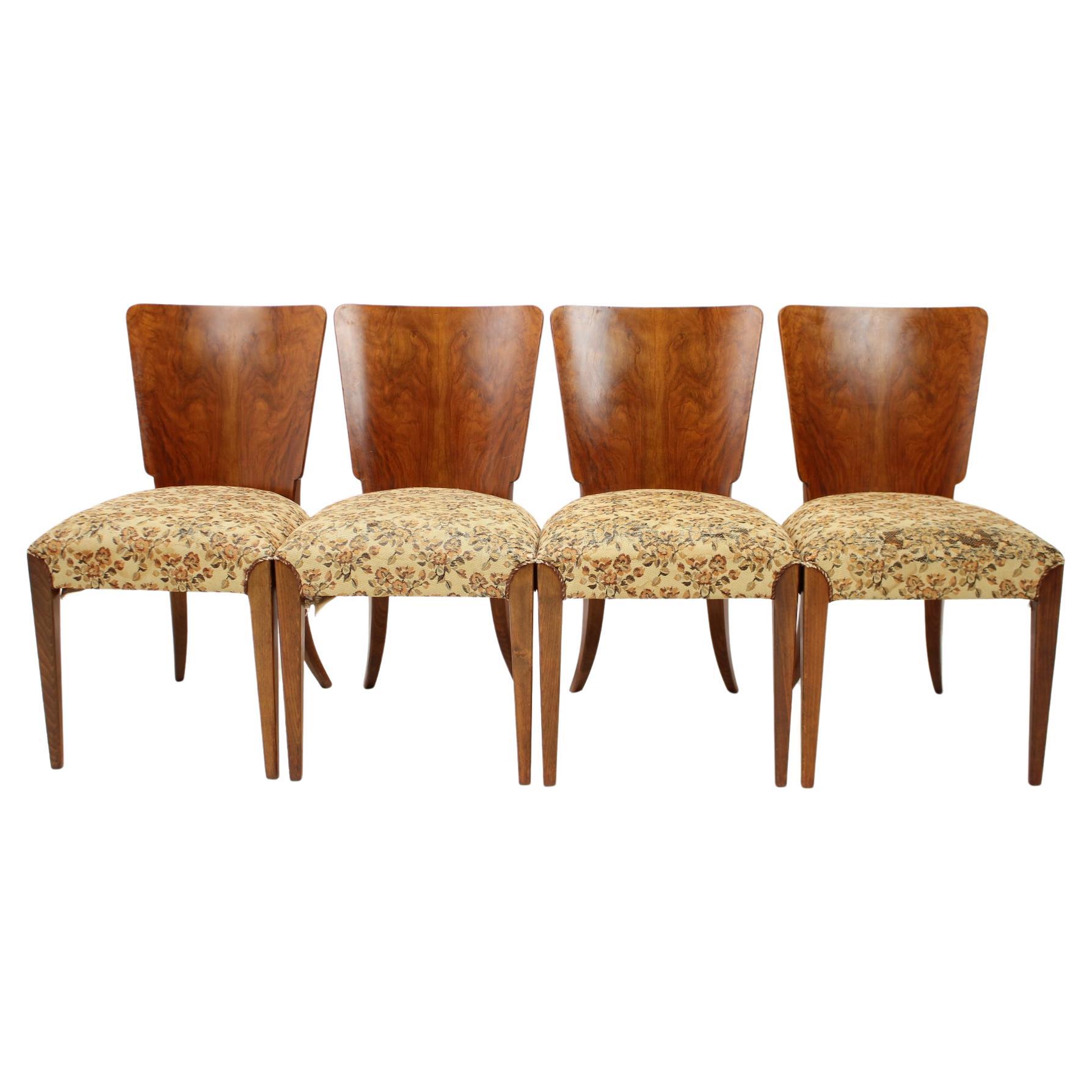 1950s  Jindrich Halabala Dining Chairs H-214 for UP Závody, Set of 4 