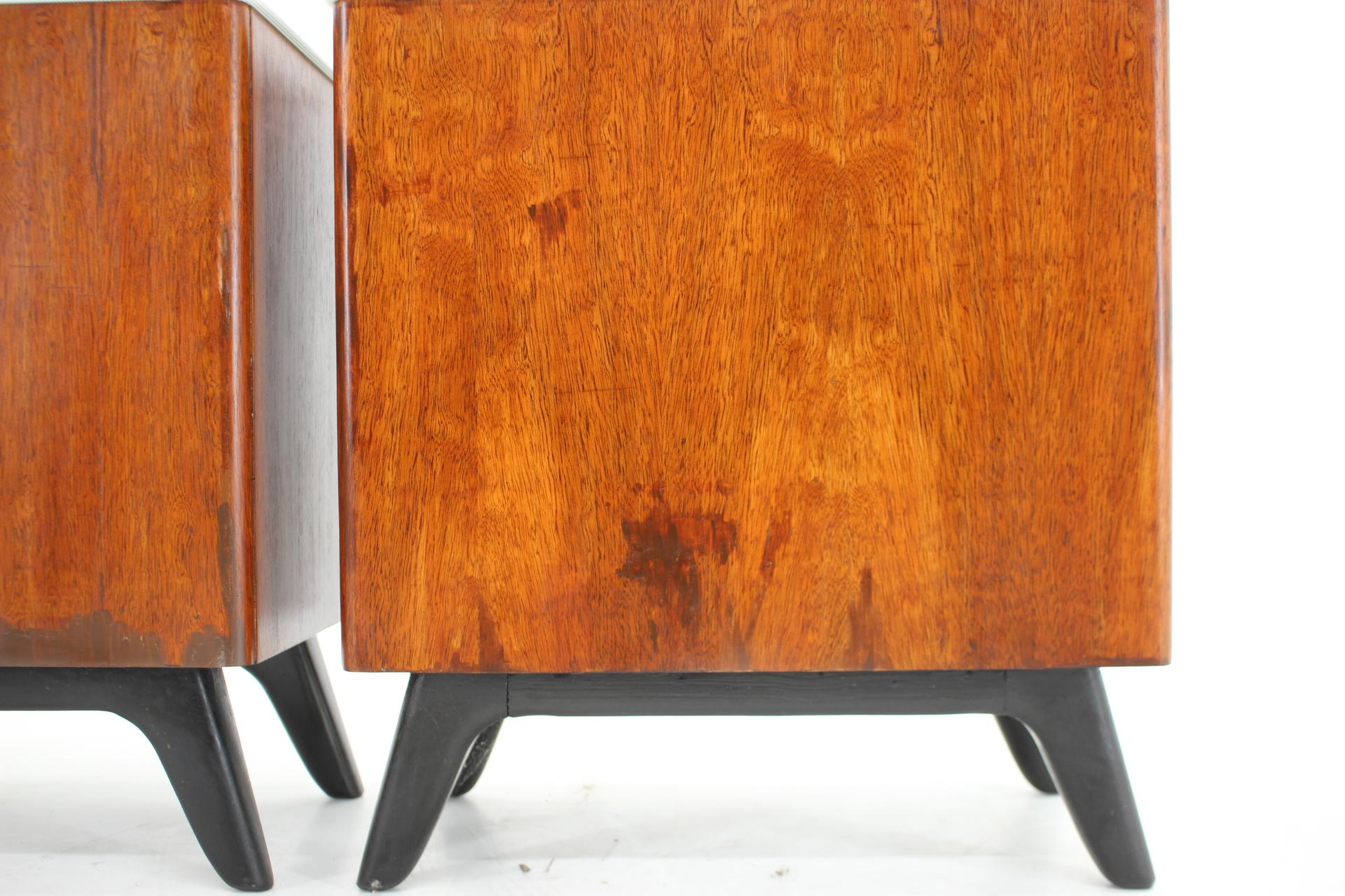 1950s Jindrich Halabala Mahogany Bedside Tables, Czechoslovakia For Sale 4