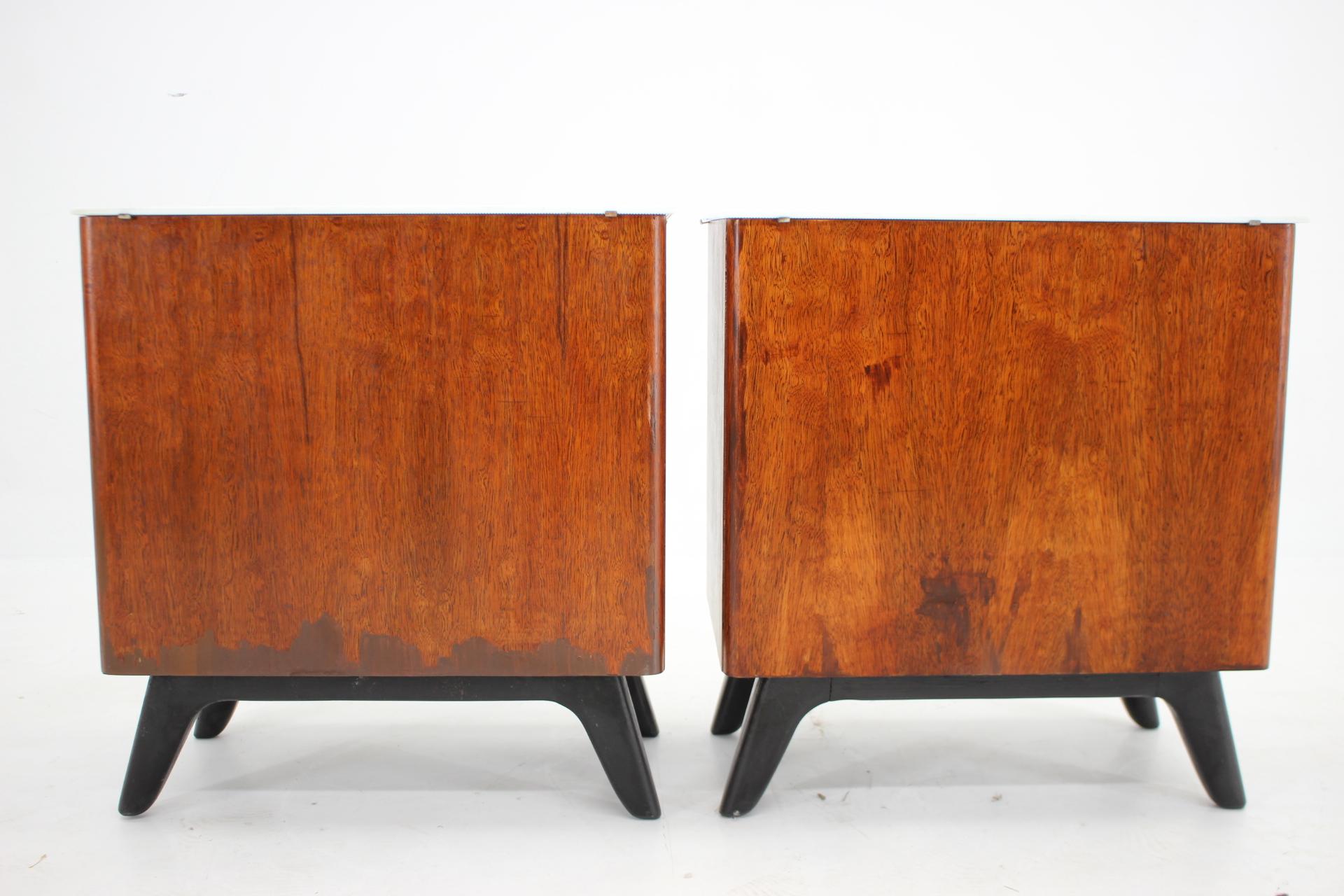 1950s Jindrich Halabala Mahogany Bedside Tables, Czechoslovakia For Sale 2