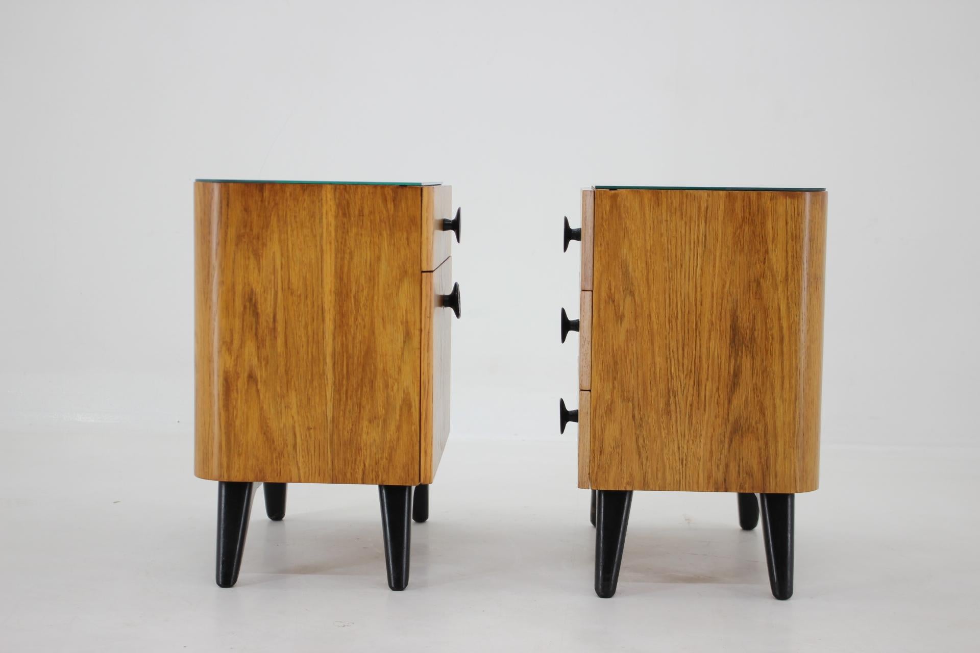 Mid-20th Century 1950s Jindrich Halabala Pair of Bedside Tables for UP zavody, Czechoslovakia