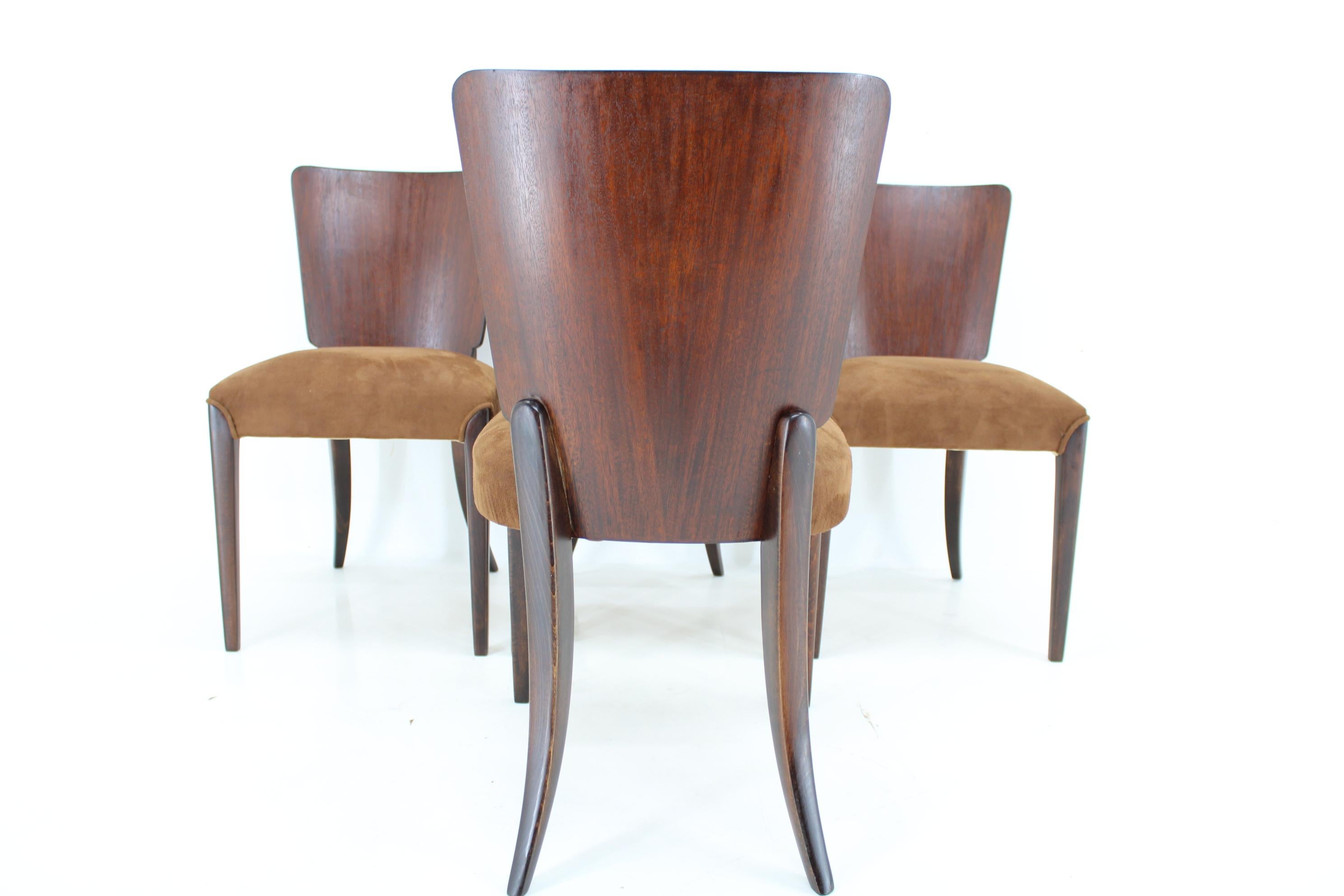 1950s  Jindrich Halabala Restored Dining Chairs H-214 for UP Závody, Set of 4 For Sale 3
