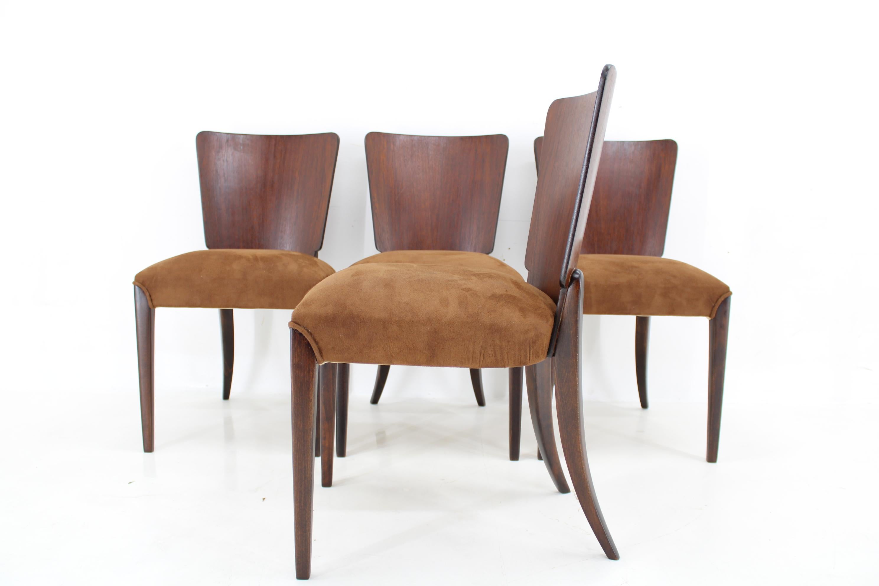 1950s  Jindrich Halabala Restored Dining Chairs H-214 for UP Závody, Set of 4 For Sale 5