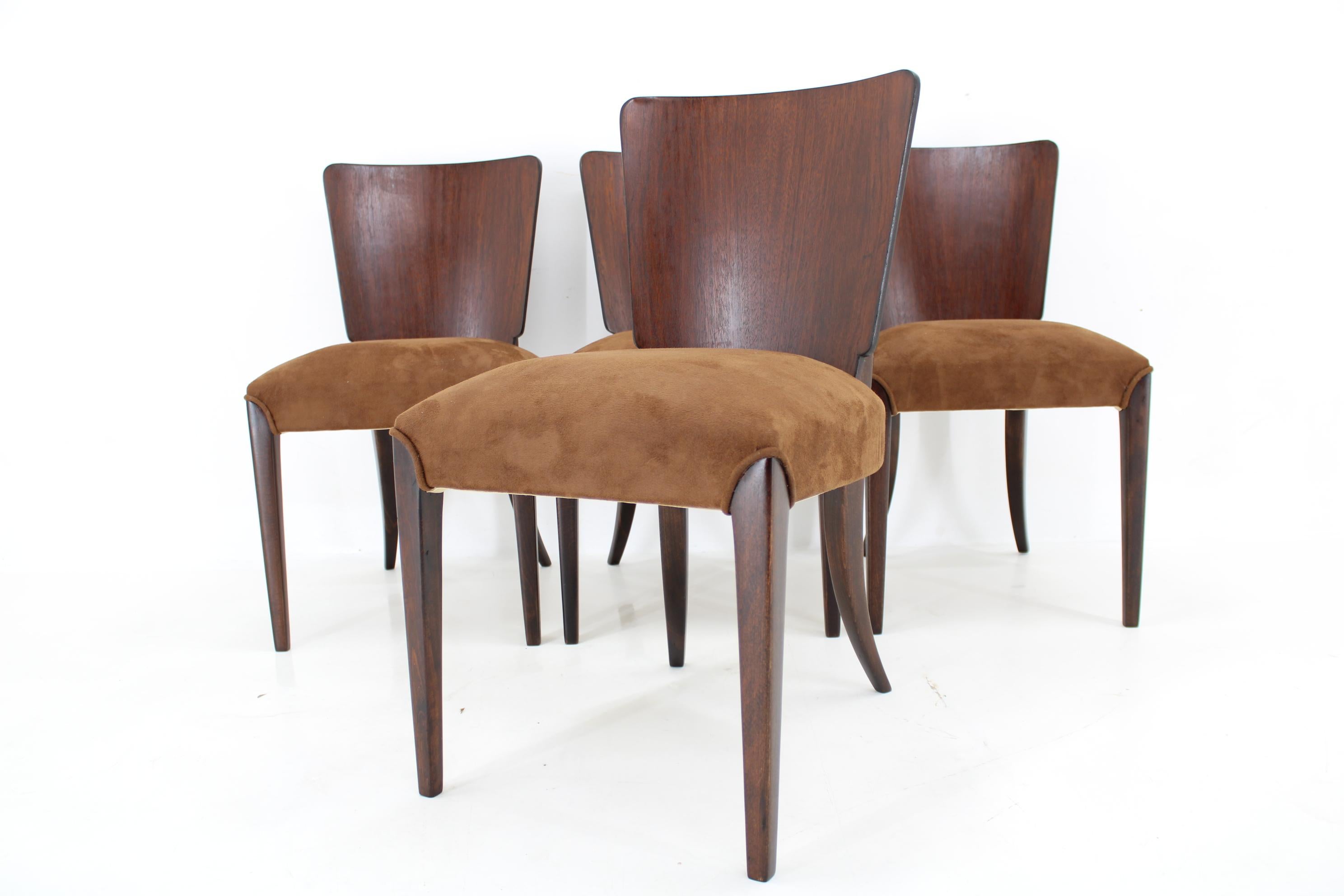 1950s  Jindrich Halabala Restored Dining Chairs H-214 for UP Závody, Set of 4 For Sale 6