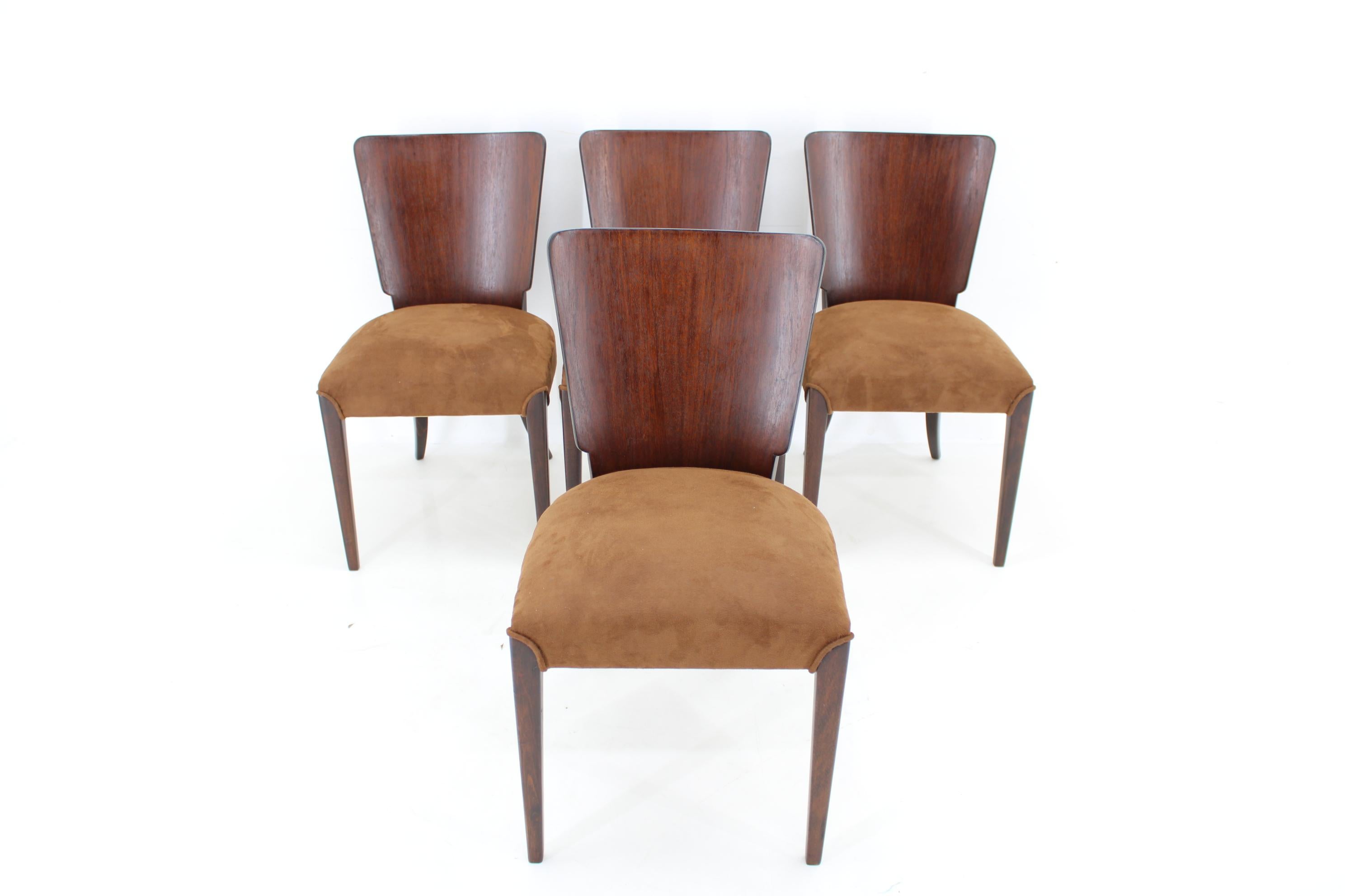 Mid-20th Century 1950s  Jindrich Halabala Restored Dining Chairs H-214 for UP Závody, Set of 4 For Sale