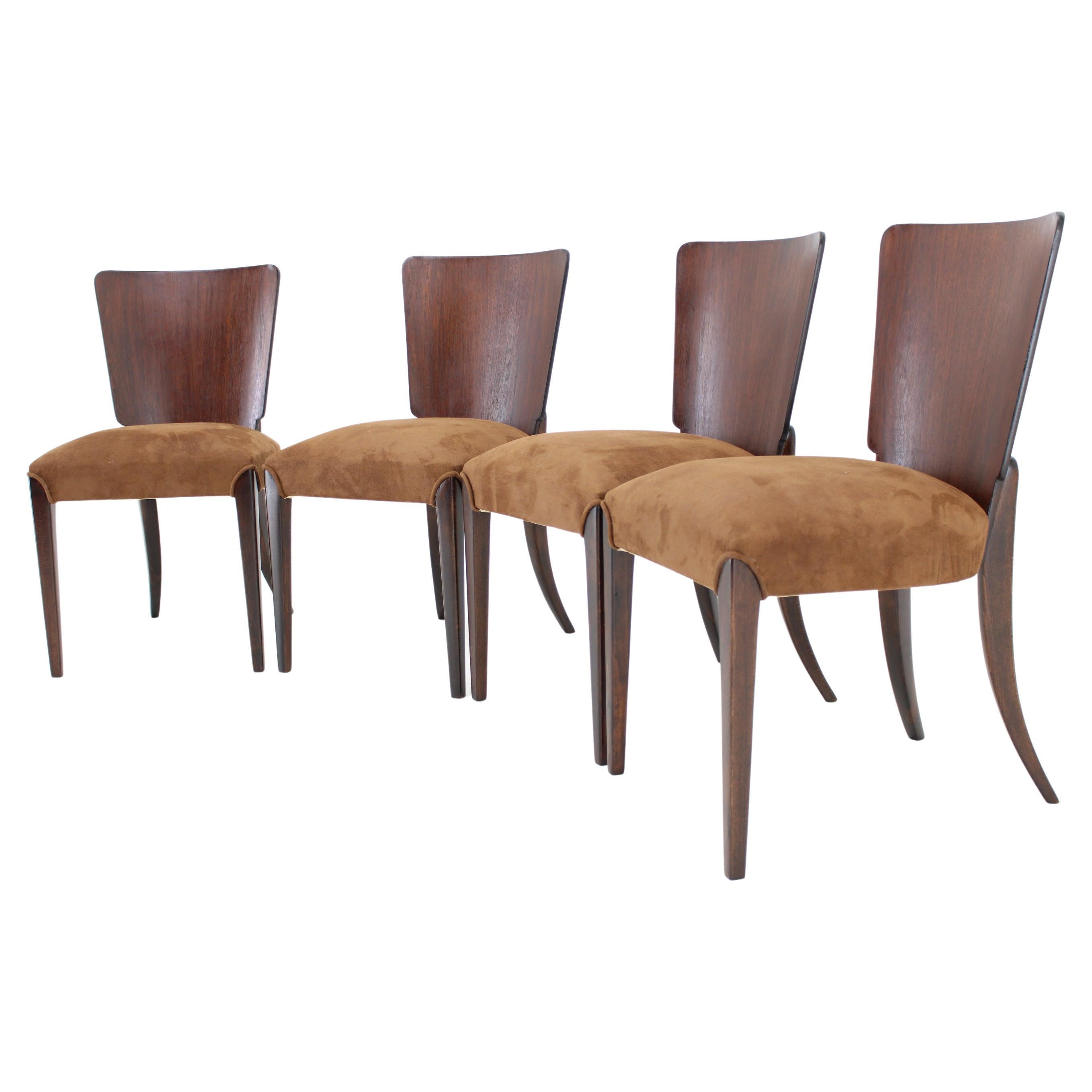 1950s  Jindrich Halabala Restored Dining Chairs H-214 for UP Závody, Set of 4