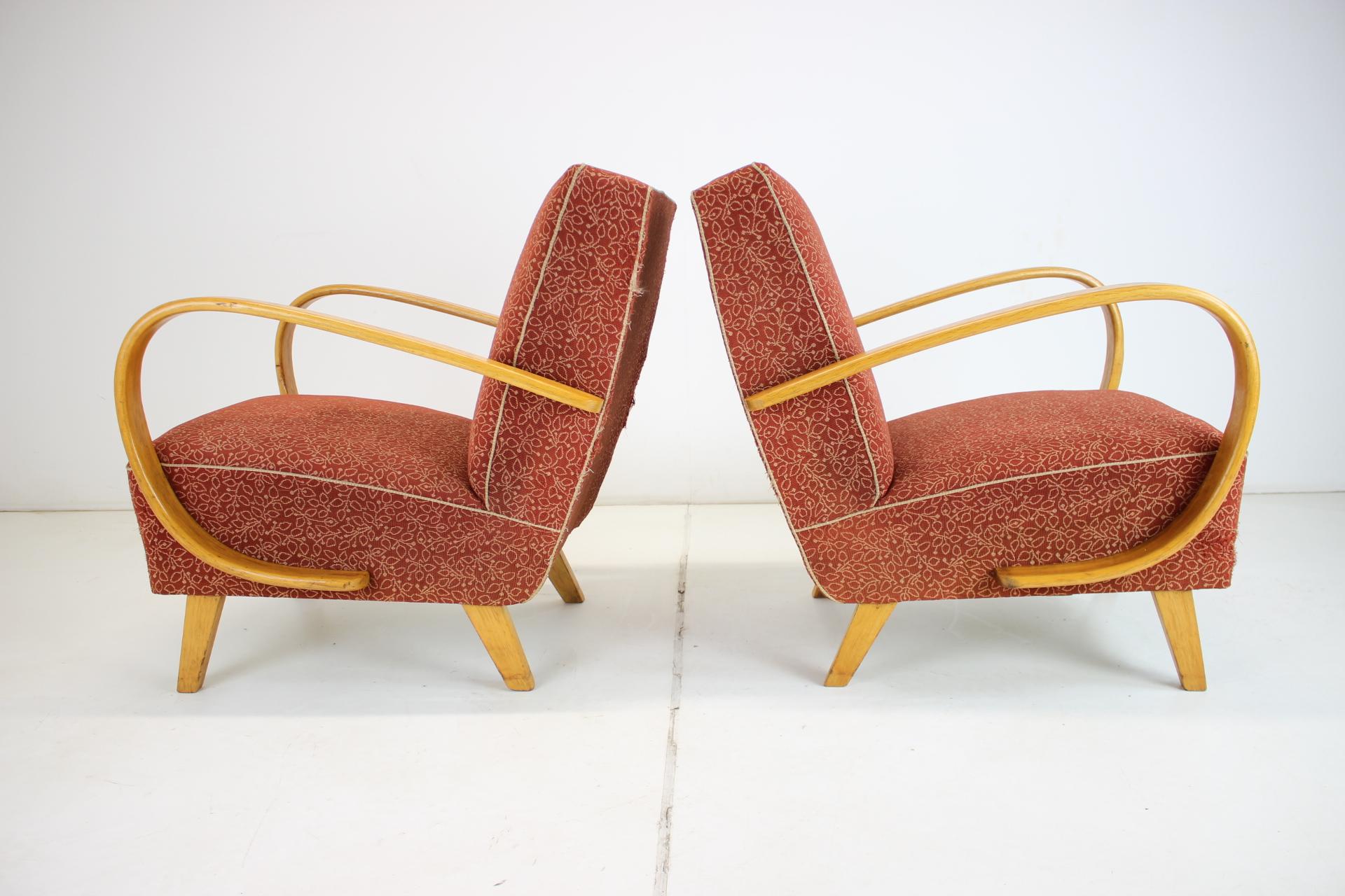 1950s Jindrich Halabala Set of Two Armchairs, Czechoslovakia For Sale 4