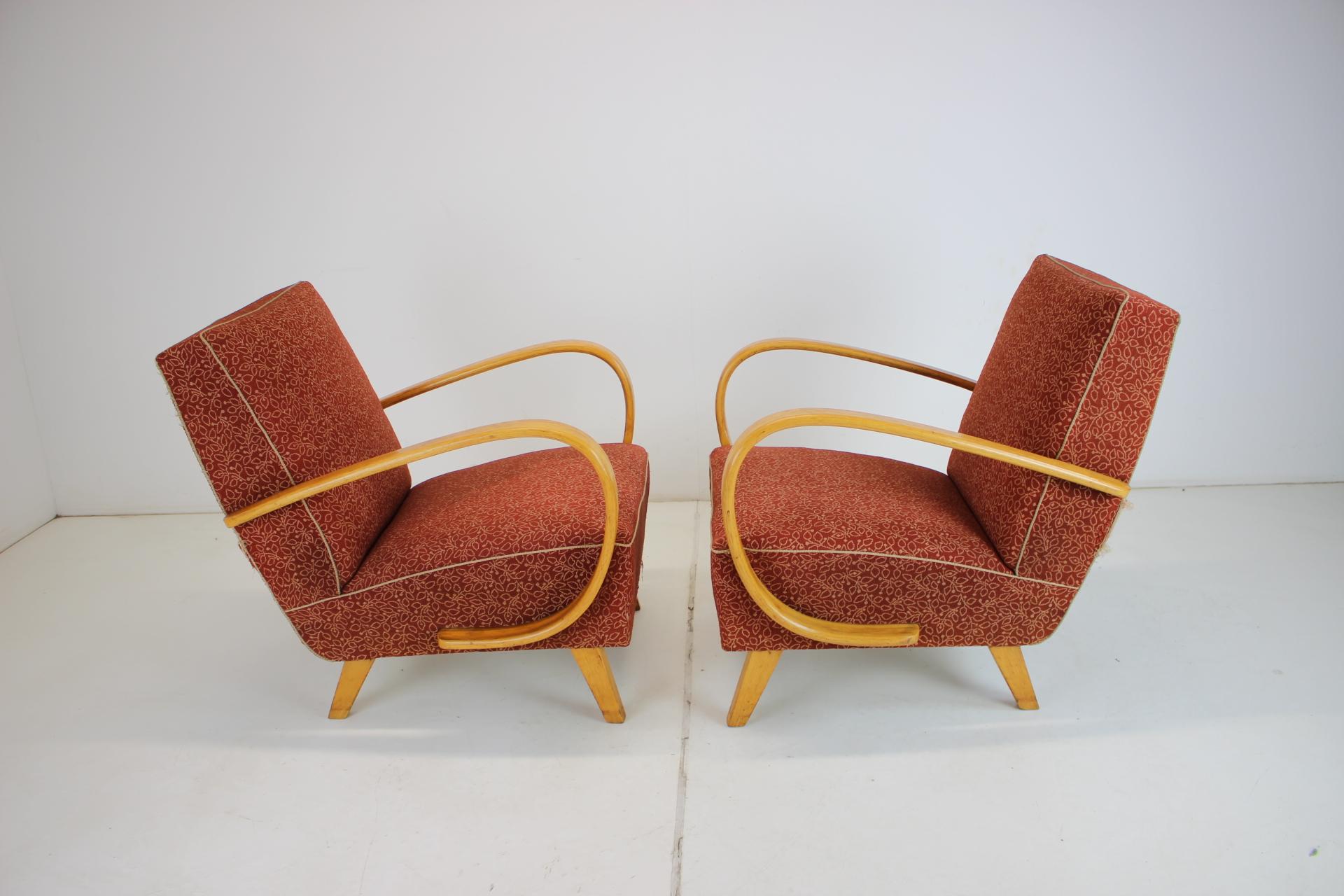 1950s Jindrich Halabala Set of Two Armchairs, Czechoslovakia For Sale 7