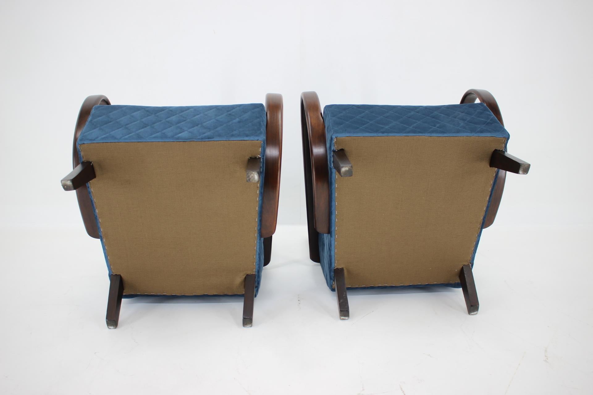 1950s Jindrich Halabala Set of Two Armchairs, Czechoslovakia For Sale 3