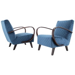 Vintage 1950s Jindrich Halabala Set of Two Armchairs, Czechoslovakia