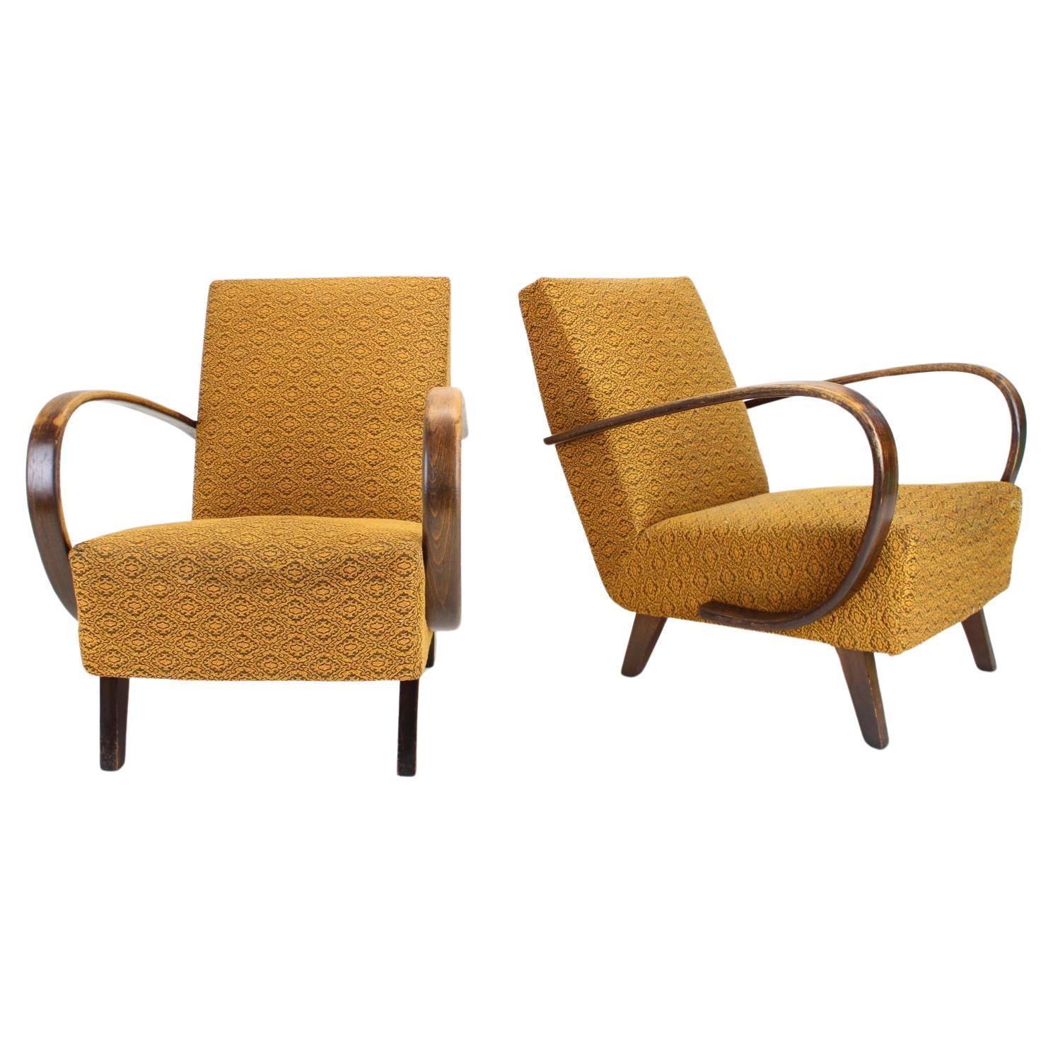 1950s Jindrich Halabala Set of Two Armchairs, Czechoslovakia