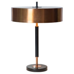 1950s Jo Hammerborg Copper and Black Lacquered Metal Table Lamp Fog 
Mørup