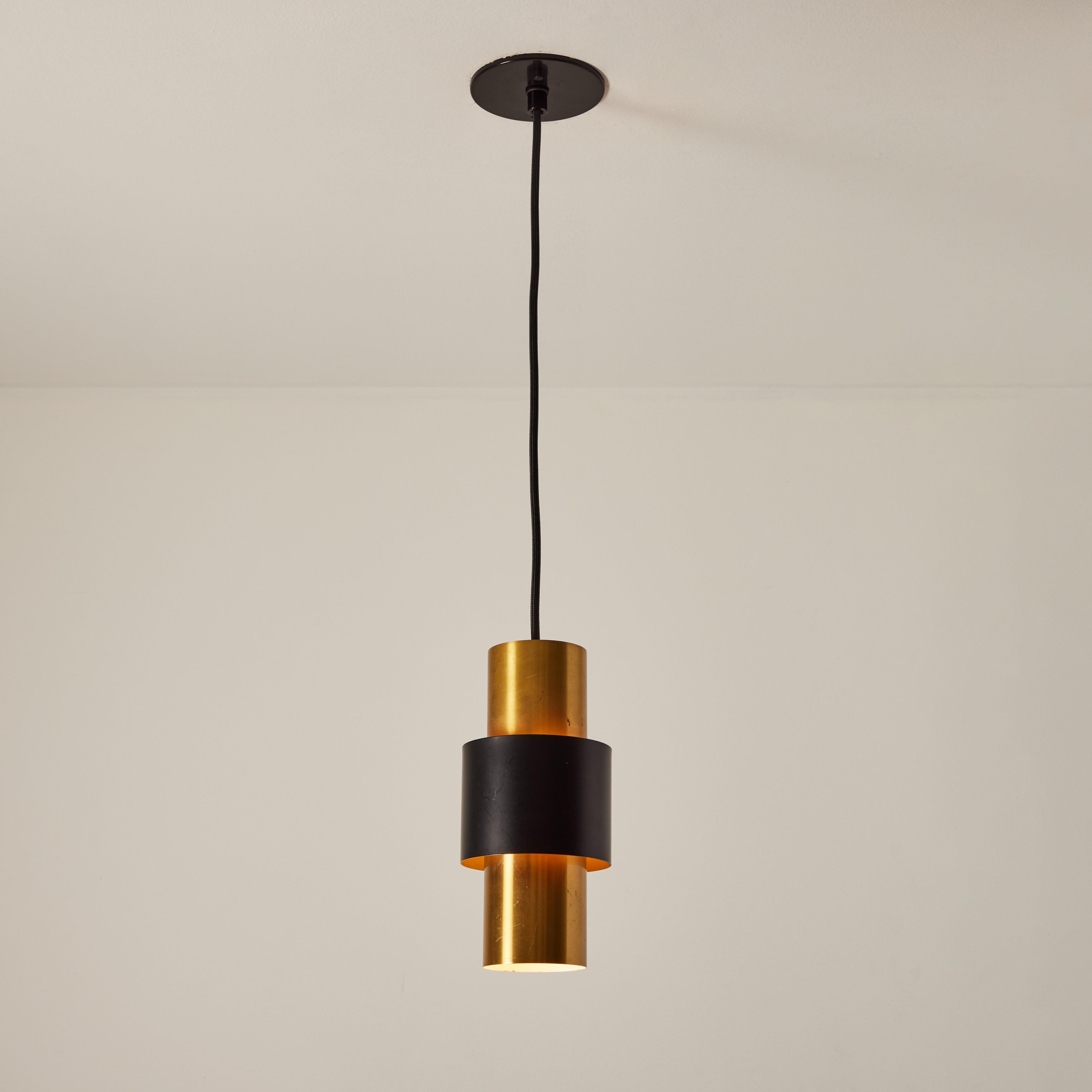 1950s Jo Hammerborg 'Saturn' Brass & Black Pendant for Fog & Mørup For Sale 3