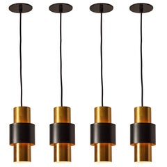 1950s Jo Hammerborg 'Saturn' Brass & Black Pendant for Fog & Mørup