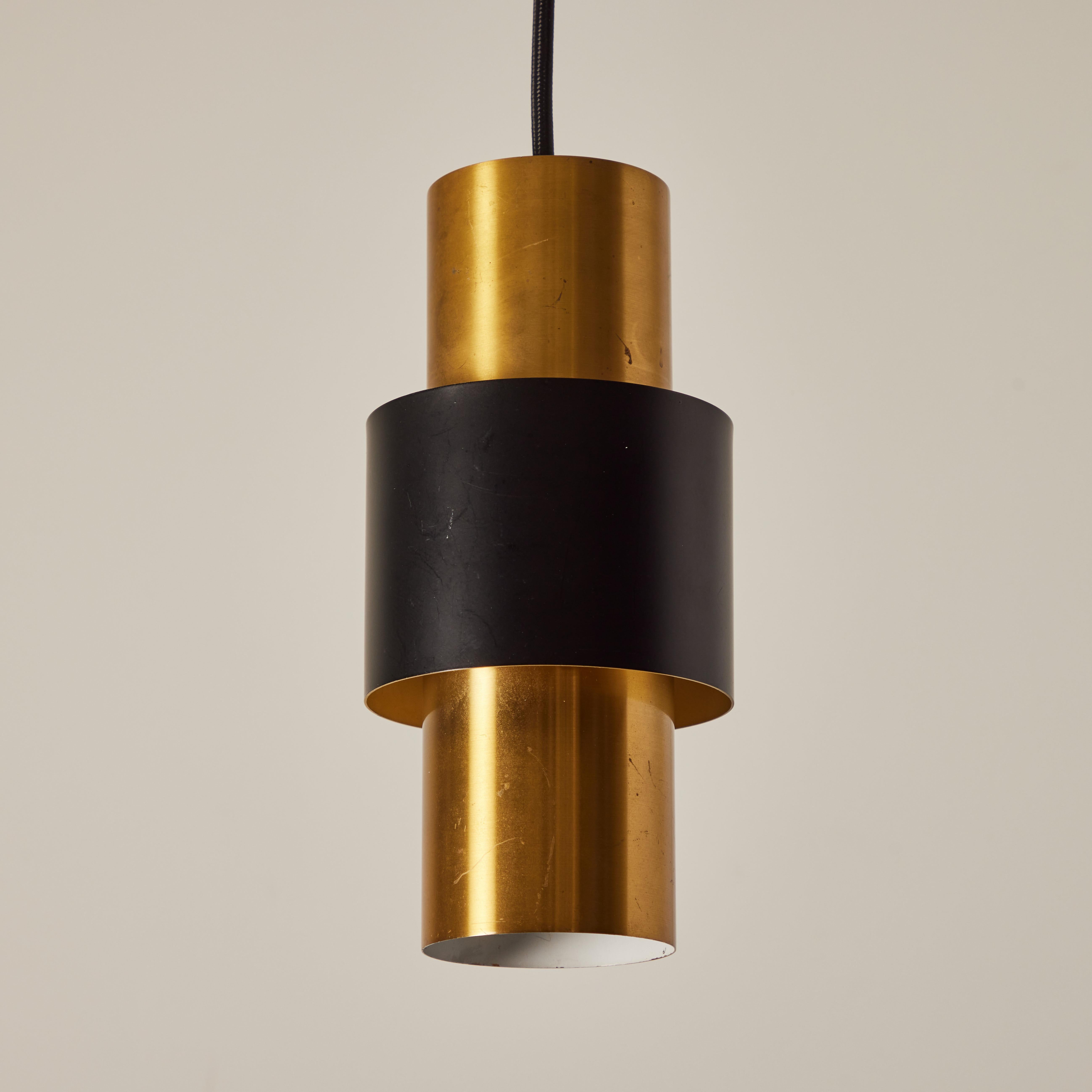 Painted 1950s Jo Hammerborg 'Saturn' Brass & Black Pendant for Fog & Mørup For Sale