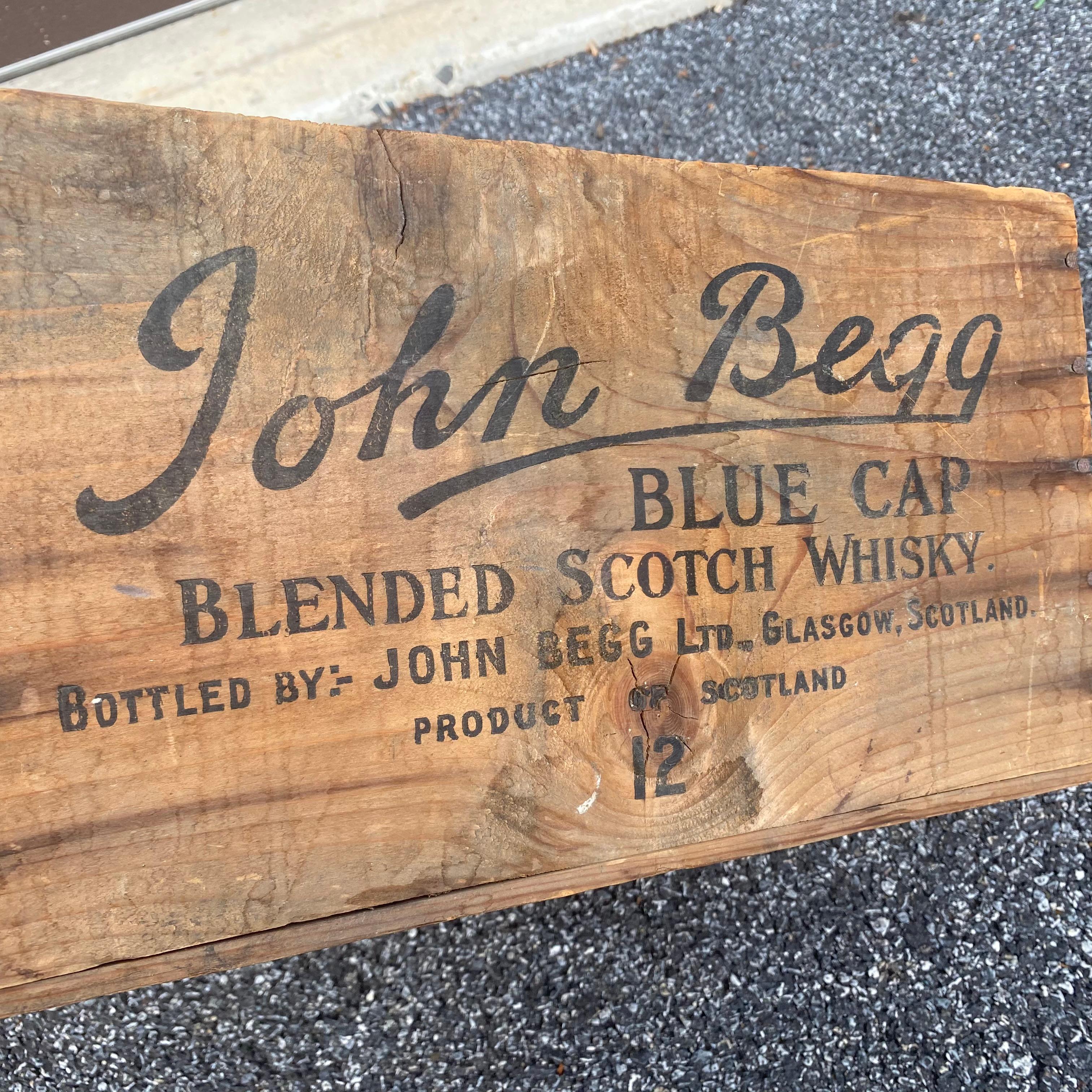1950's John Begg Scotch Whisky Wooden Crate For Sale 2