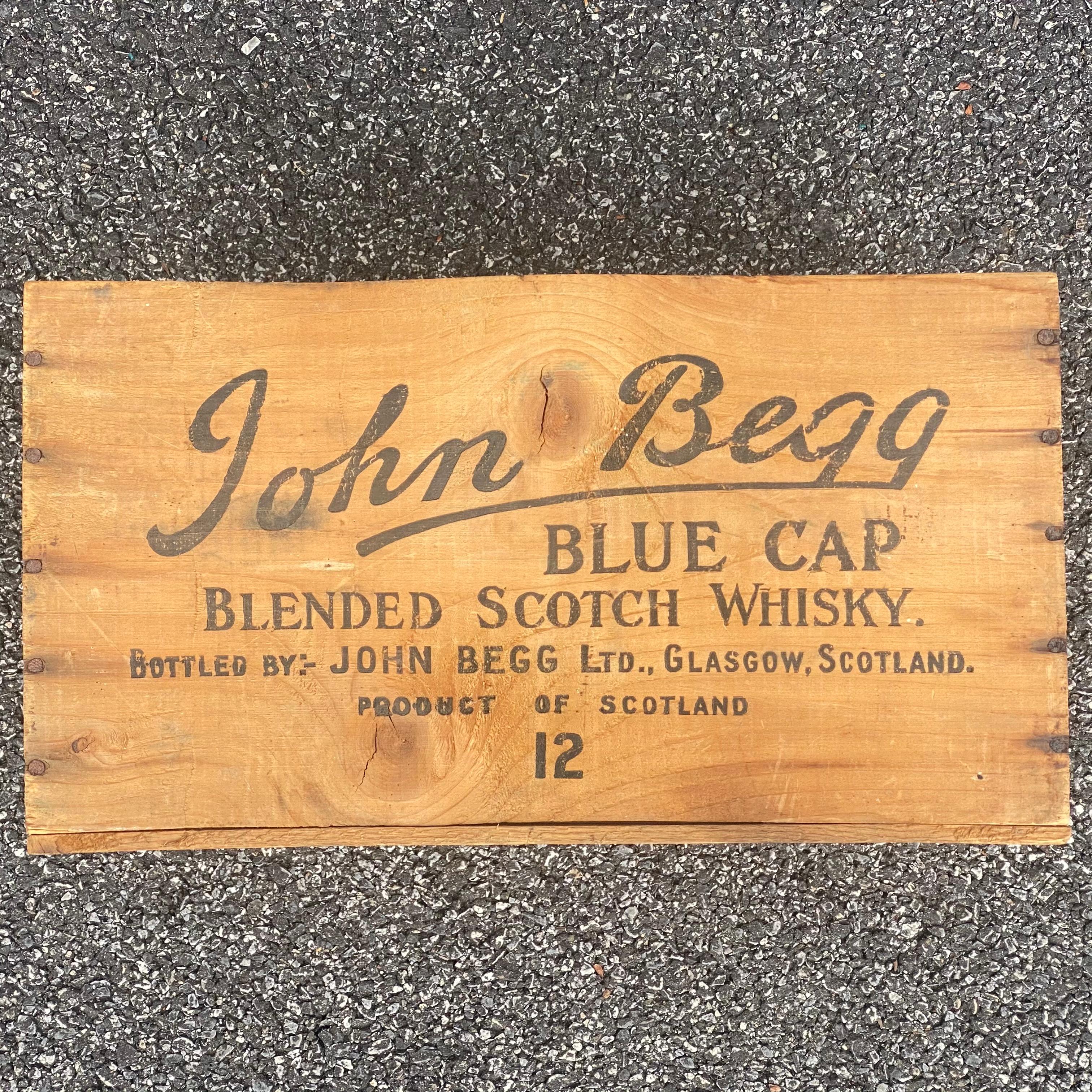 1950's John Begg Scotch Whisky Wooden Crate In Good Condition For Sale In West Chester, PA