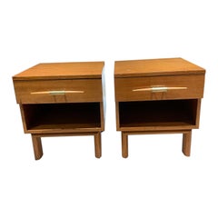 Comodini John Keal per Brown Saltman in mogano e ottone del 1950