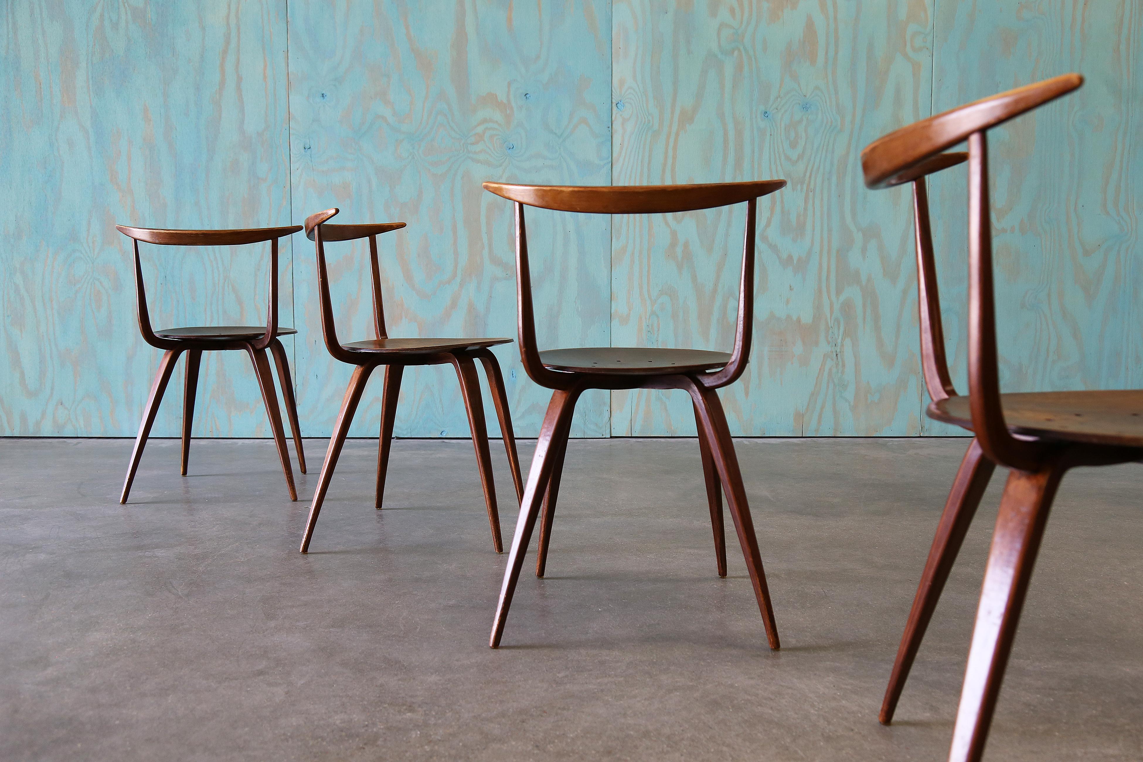 Americano Set di 4 sedie Pretzel in laminato John Pyle for George Nelson Associates del 1950 in vendita