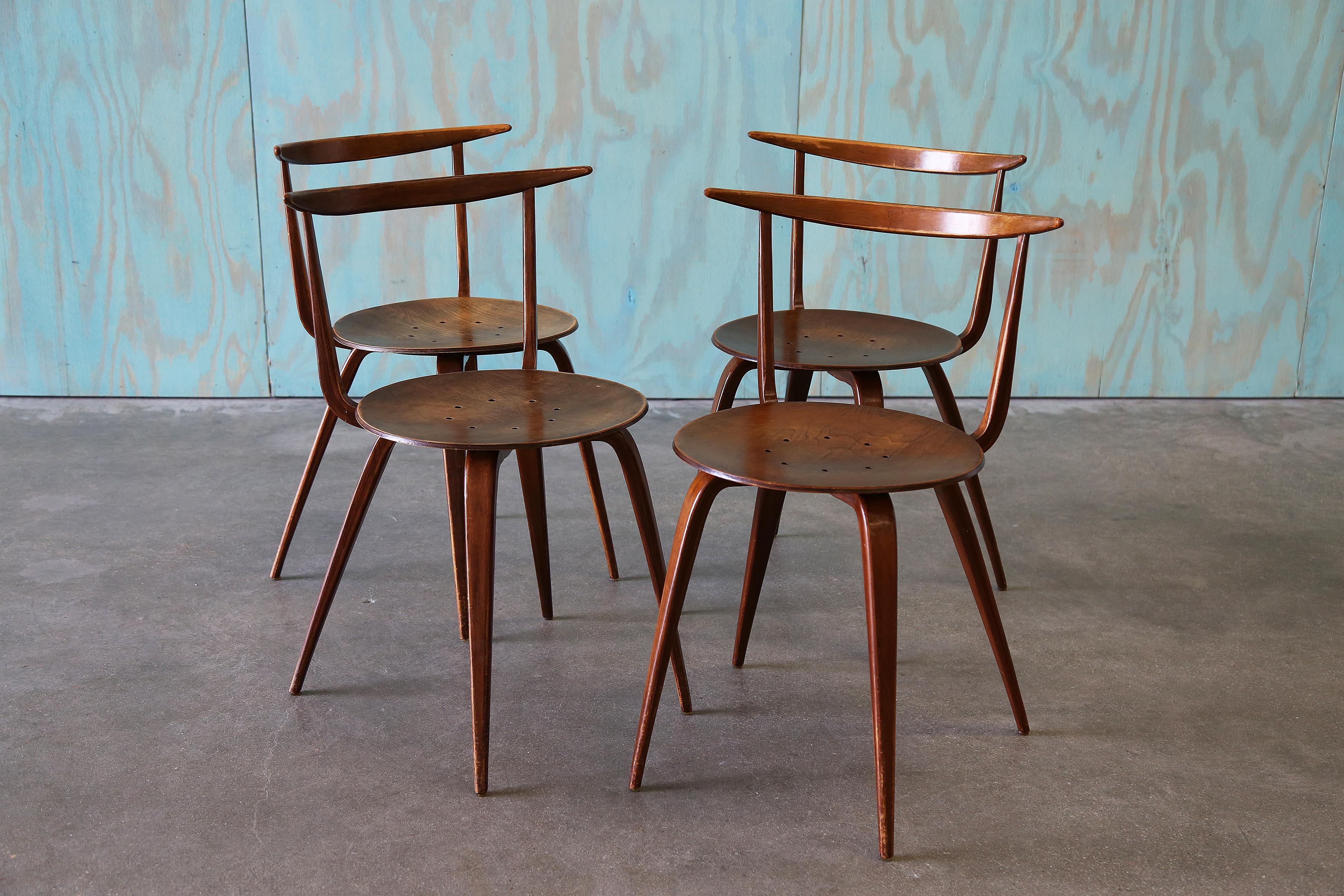 Metà XX secolo Set di 4 sedie Pretzel in laminato John Pyle for George Nelson Associates del 1950 in vendita