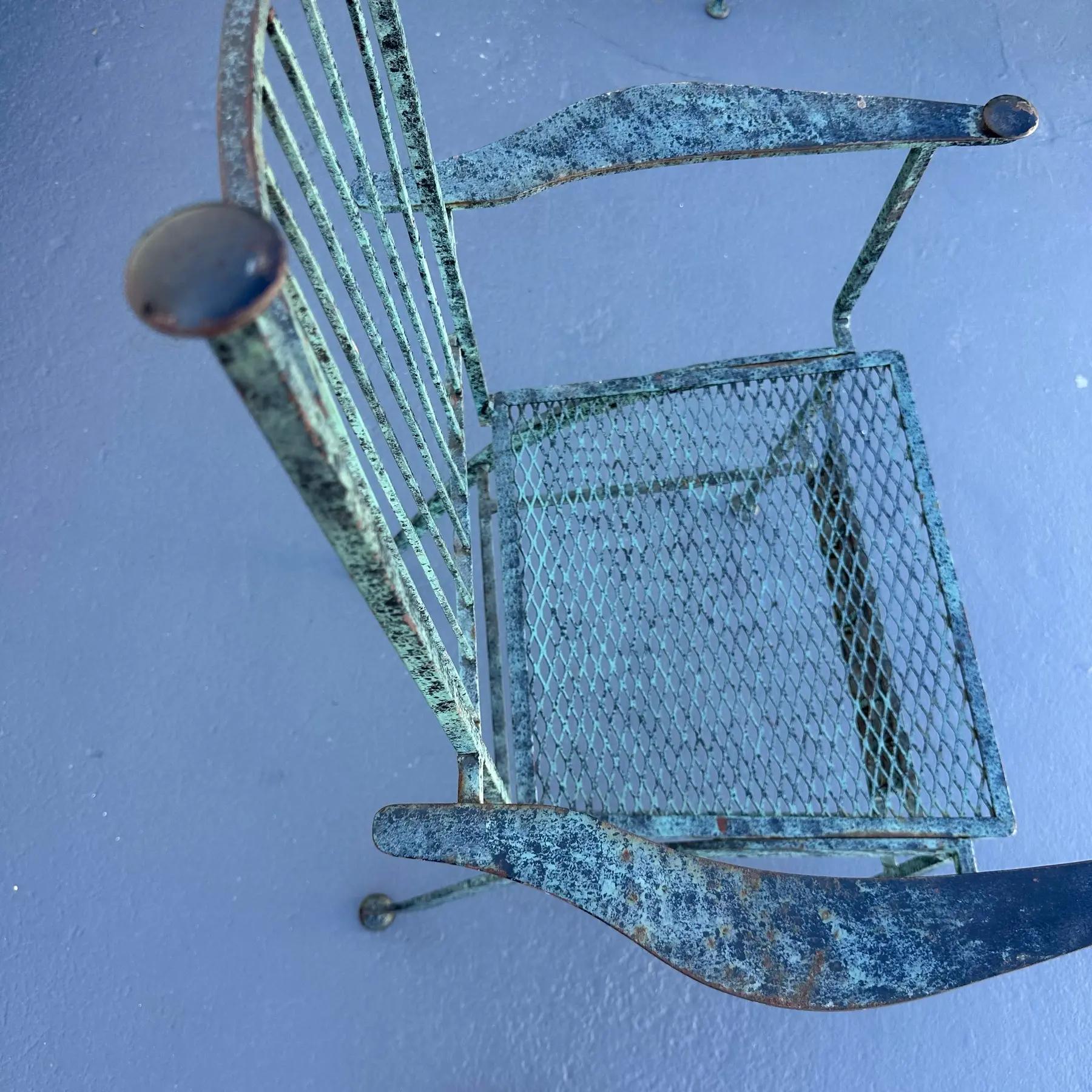 1950s John Salterini 'El Prado' Collection Verdigris Finish Dining Table Set In Good Condition For Sale In West Palm Beach, FL