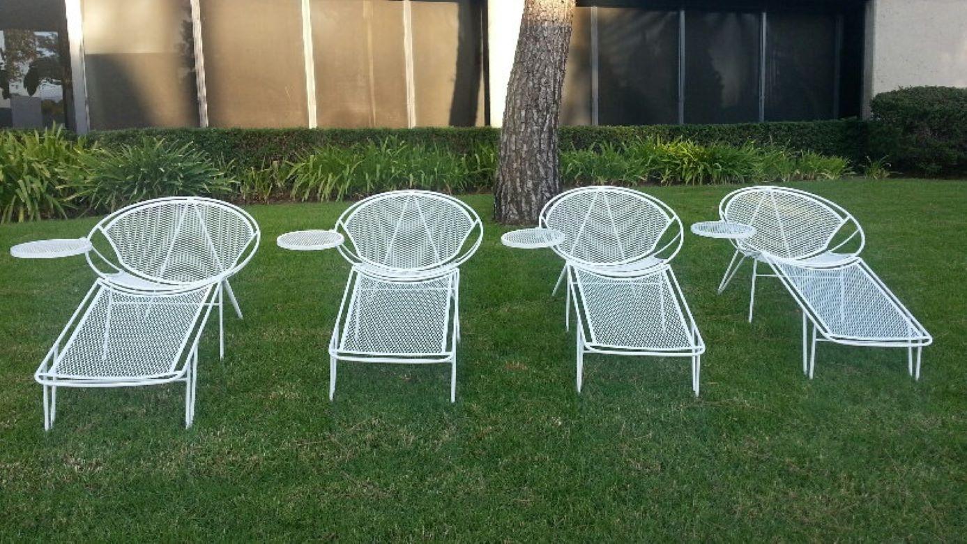 1950s John Salterini Lounge Chairs with Footrests & Side Tables Mid-Century  4