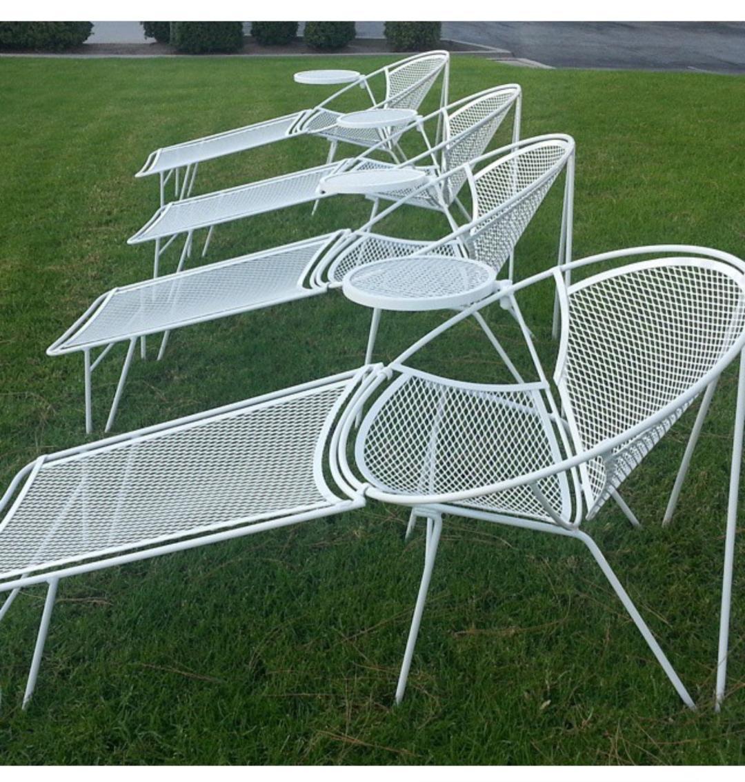 1950s John Salterini Lounge Chairs with Footrests & Side Tables Mid-Century  In Good Condition In Monrovia, CA