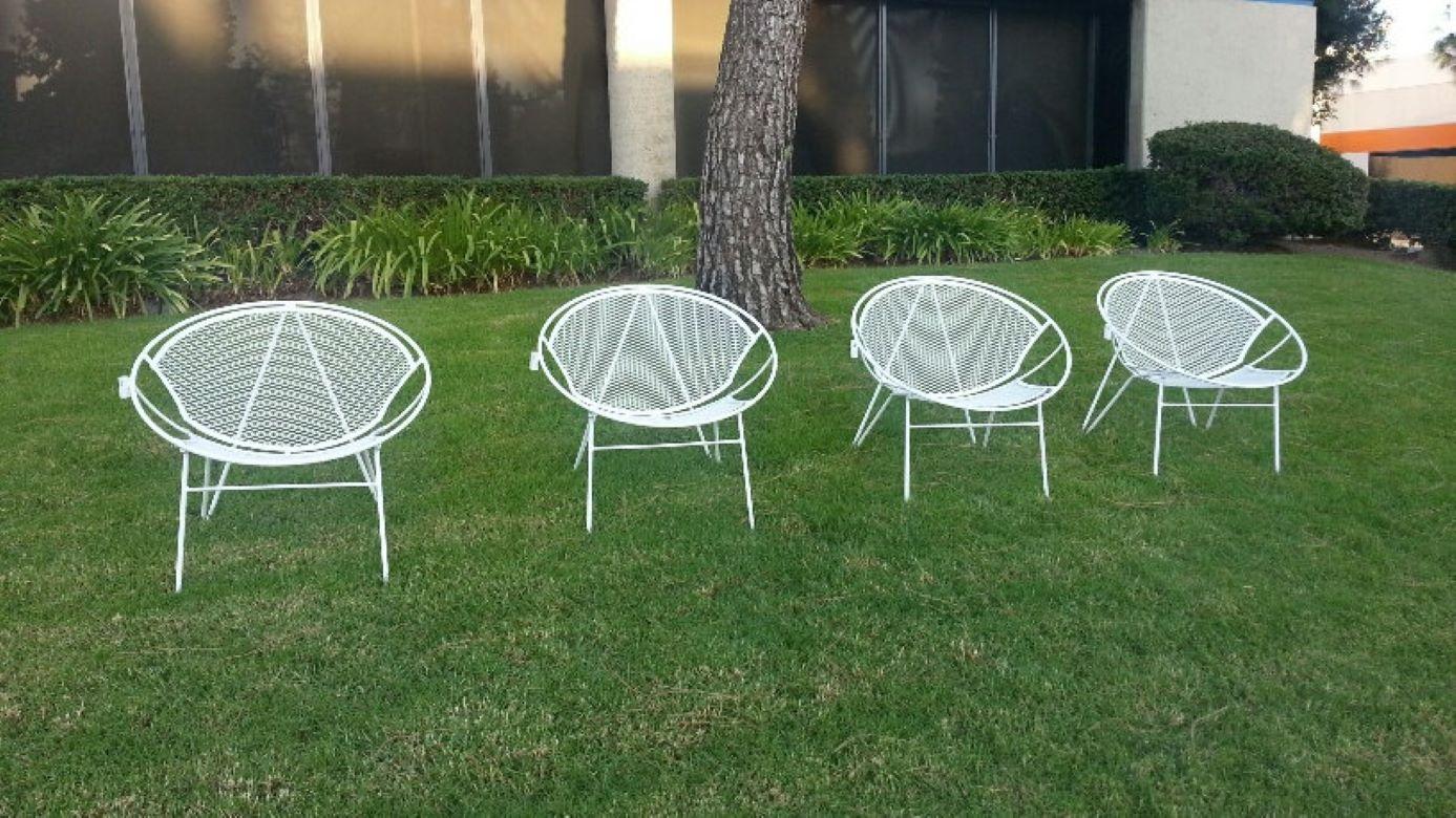 20th Century 1950s John Salterini Lounge Chairs with Footrests & Side Tables Mid-Century 