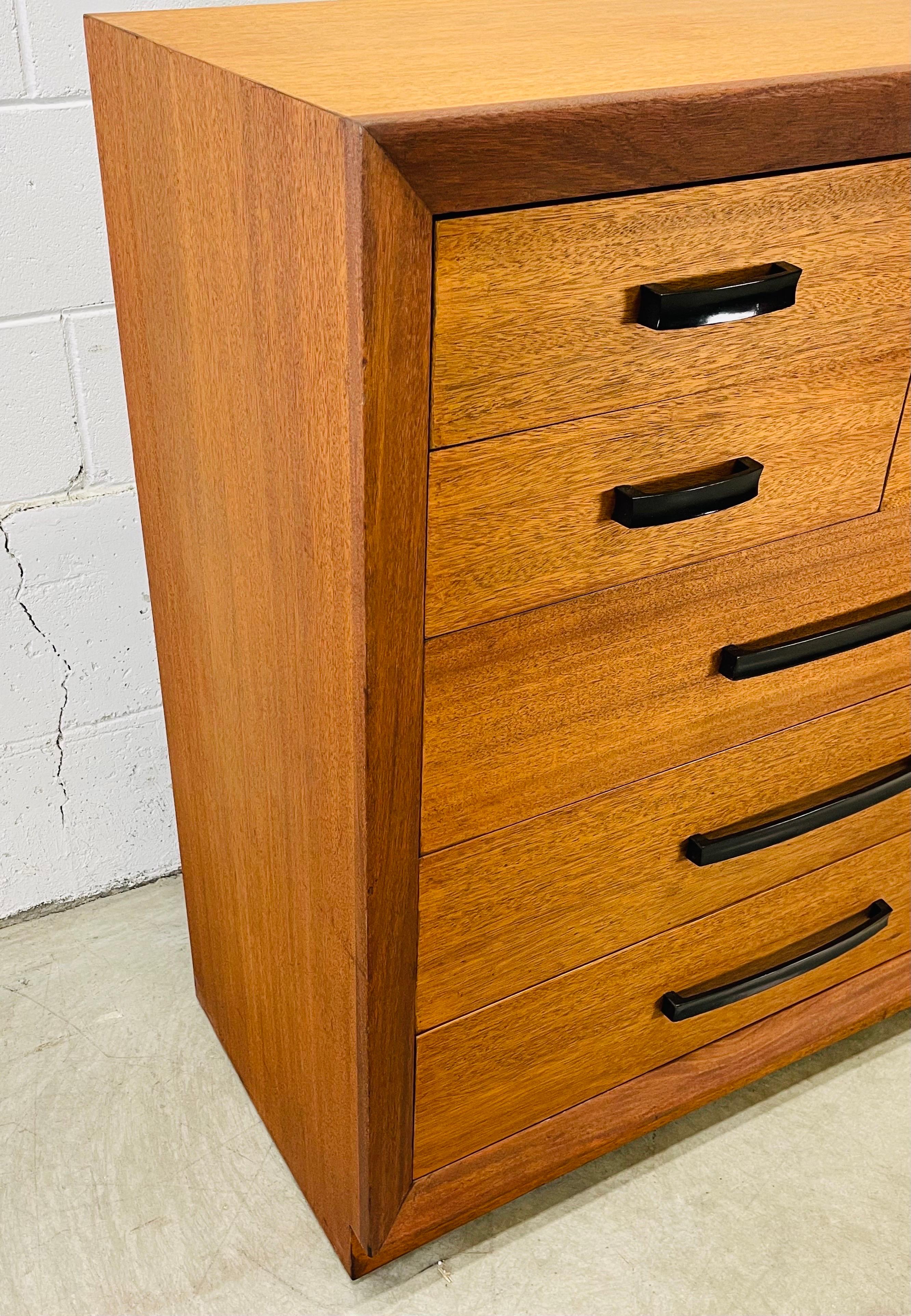 Mid-Century Modern 1950s John Stuart Teak Wood Tall Dresser For Sale