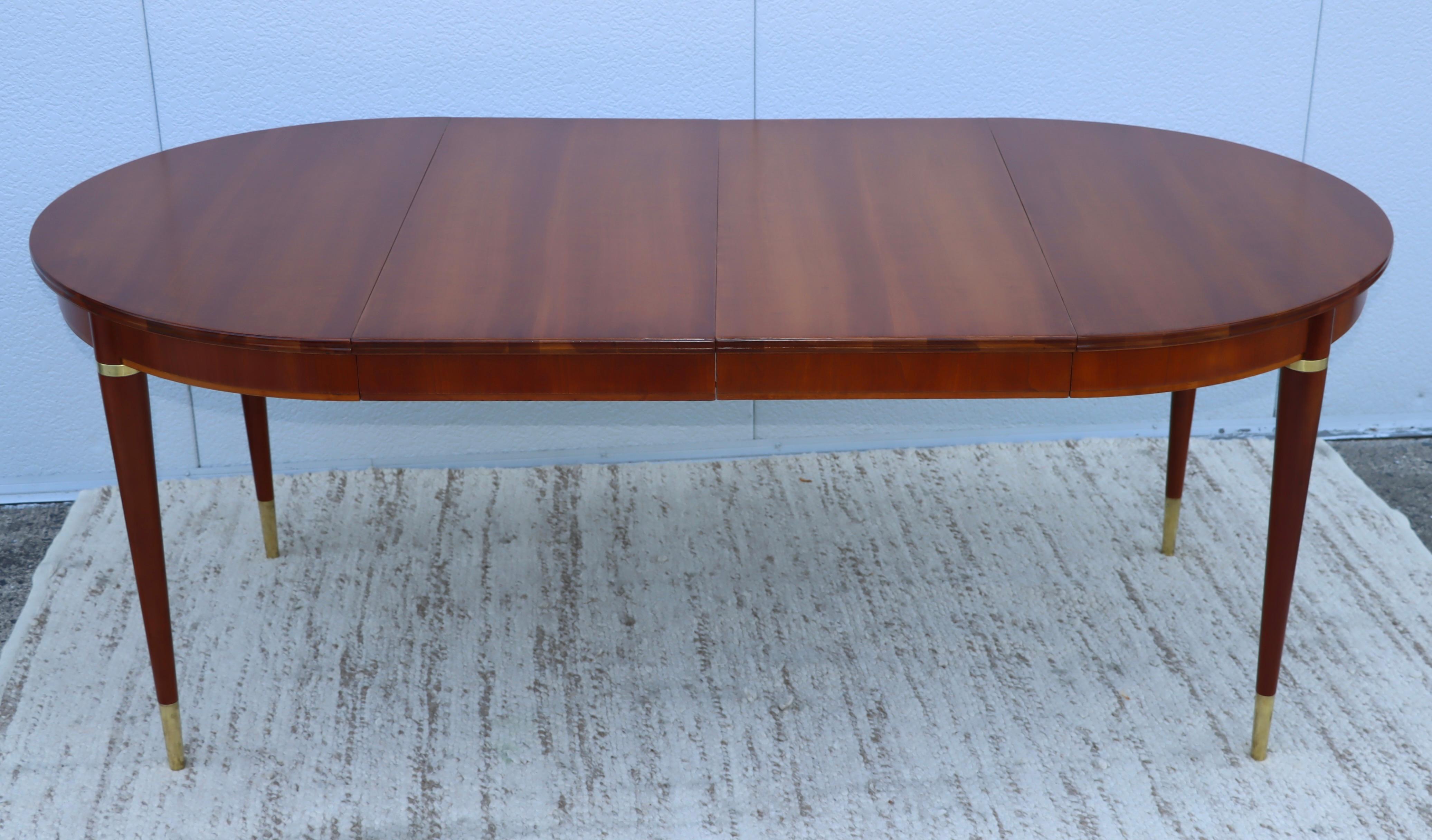 1950s John Widdicomb Cherry-Wood and Brass Oval Dining Table 4