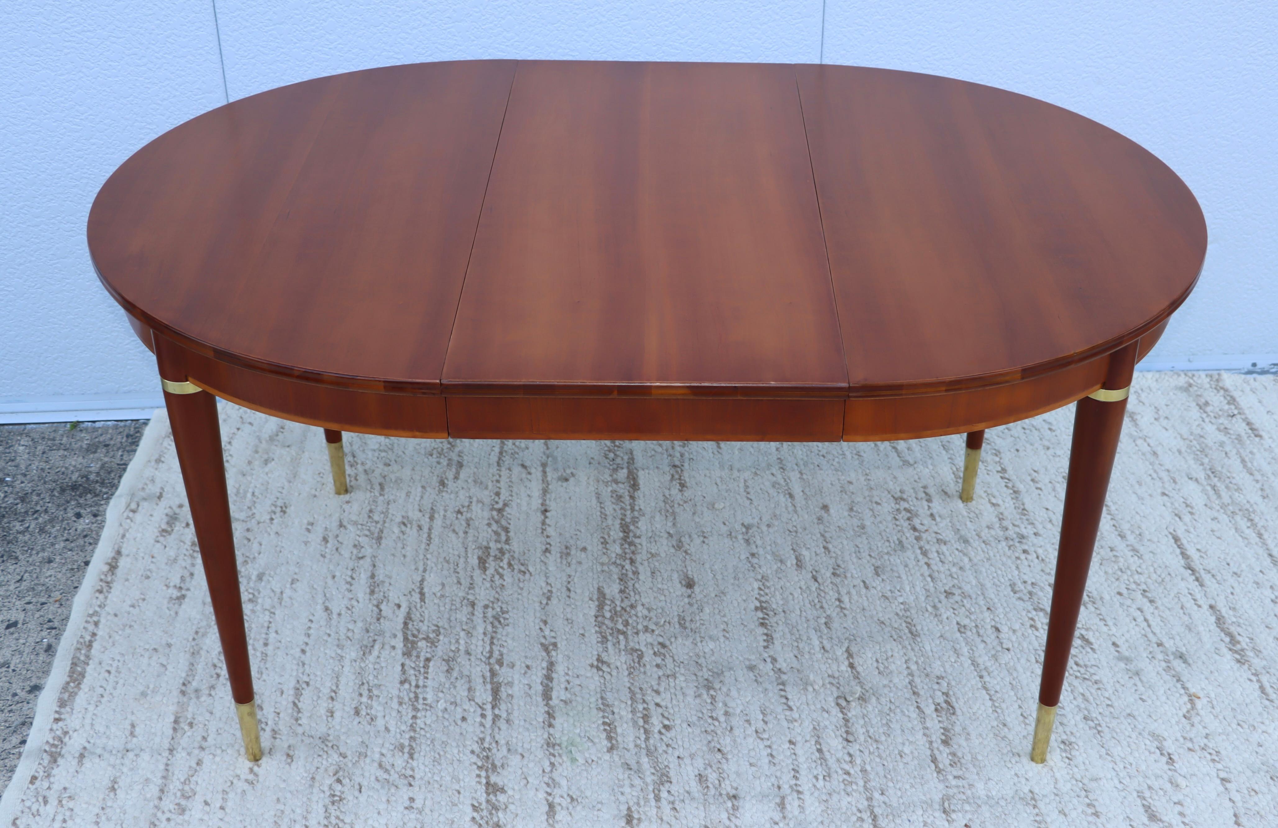 1950s John Widdicomb Cherry-Wood and Brass Oval Dining Table 5