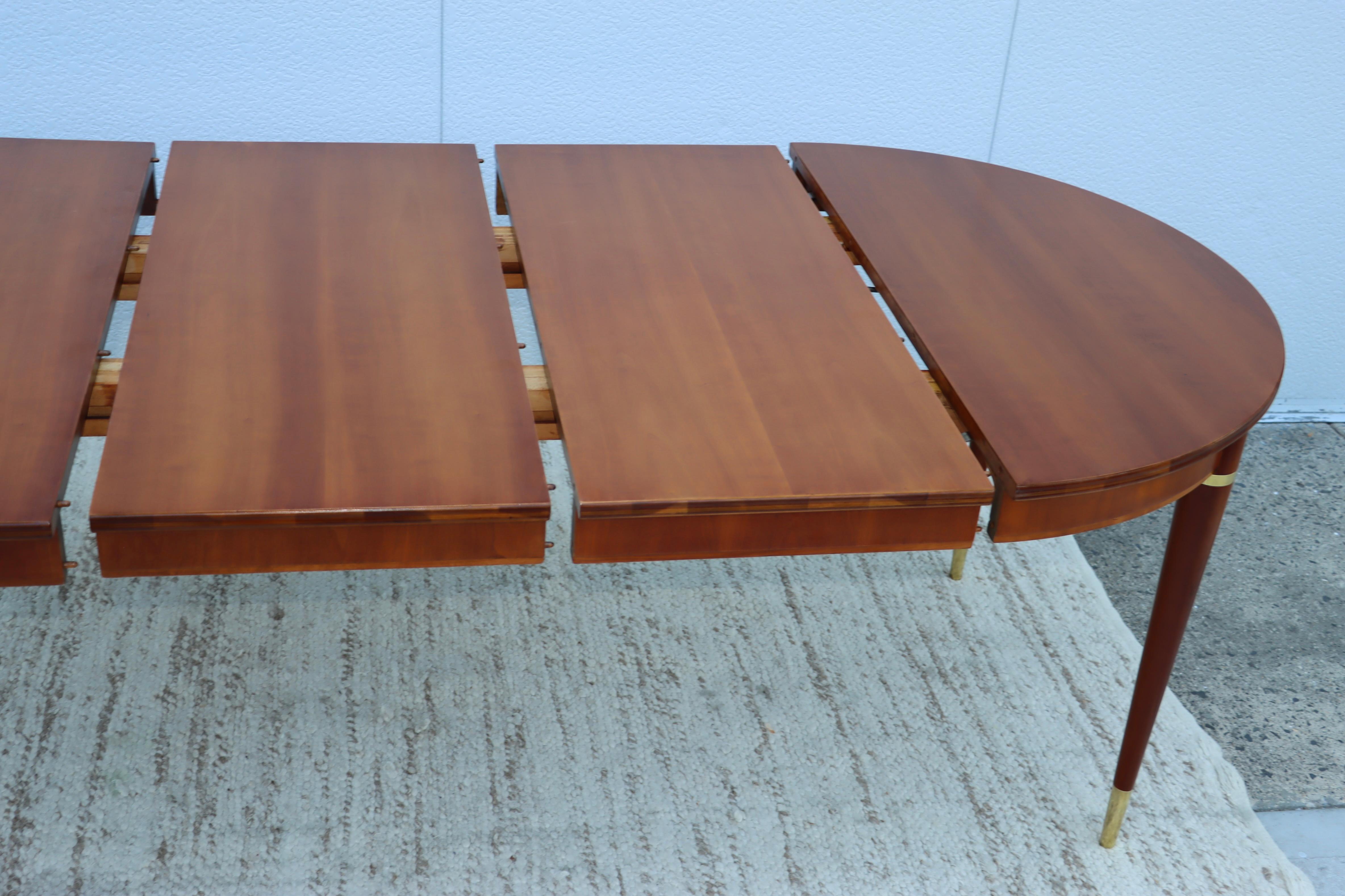 1950s John Widdicomb Cherry-Wood and Brass Oval Dining Table 7