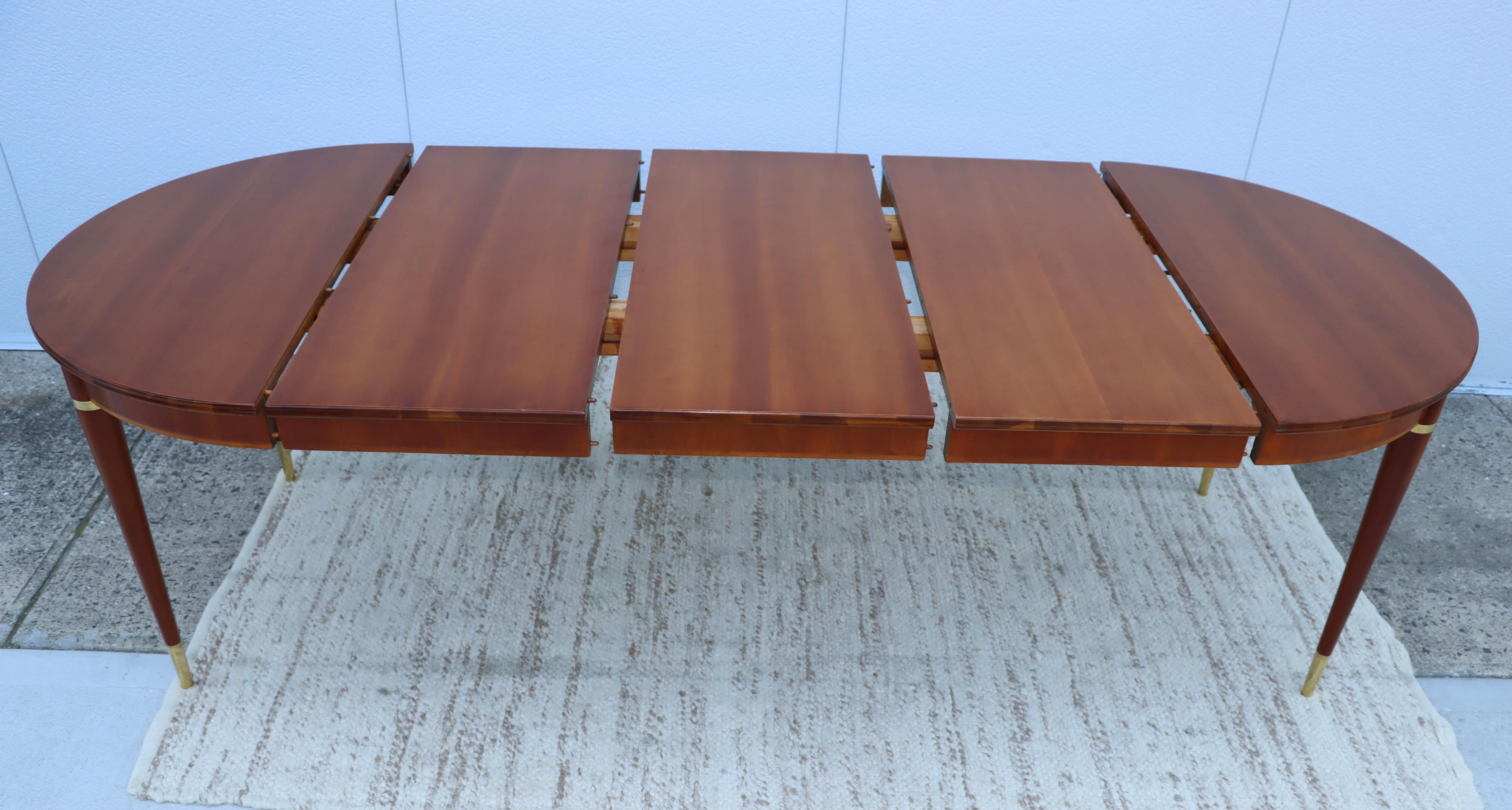 Mid-Century Modern 1950s John Widdicomb Cherry-Wood and Brass Oval Dining Table