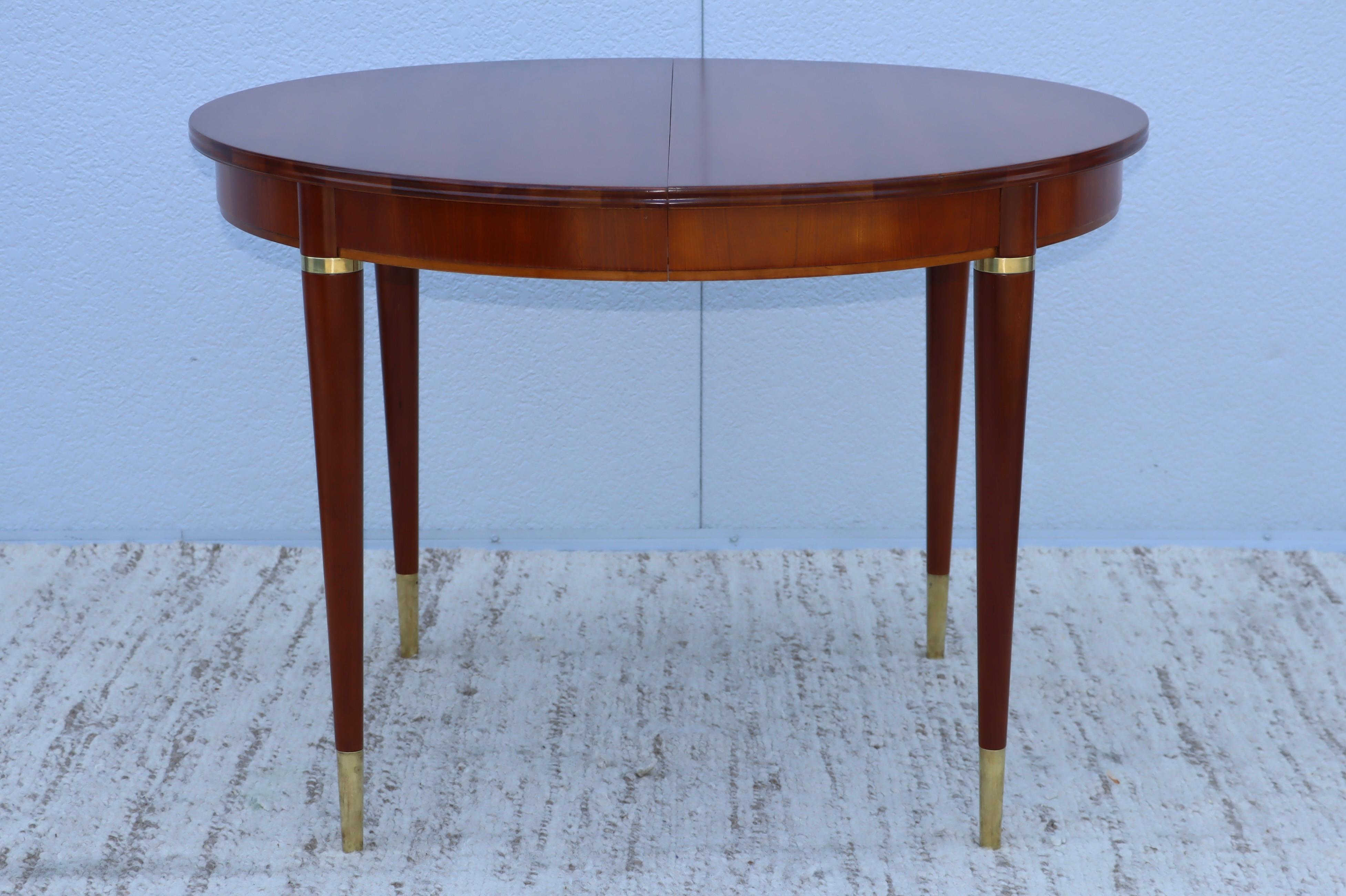 American 1950s John Widdicomb Cherry-Wood and Brass Oval Dining Table