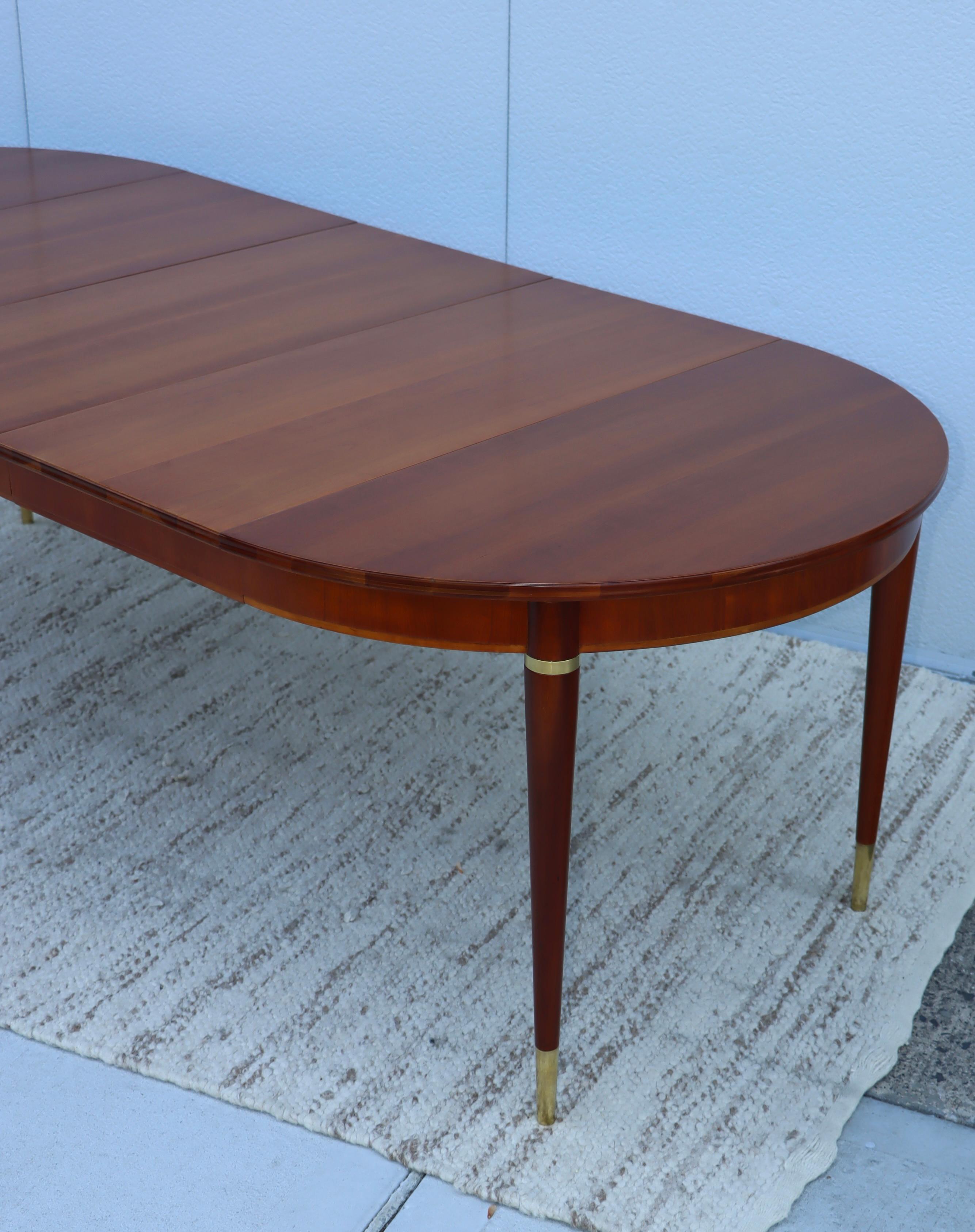 1950s John Widdicomb Cherry-Wood and Brass Oval Dining Table 2
