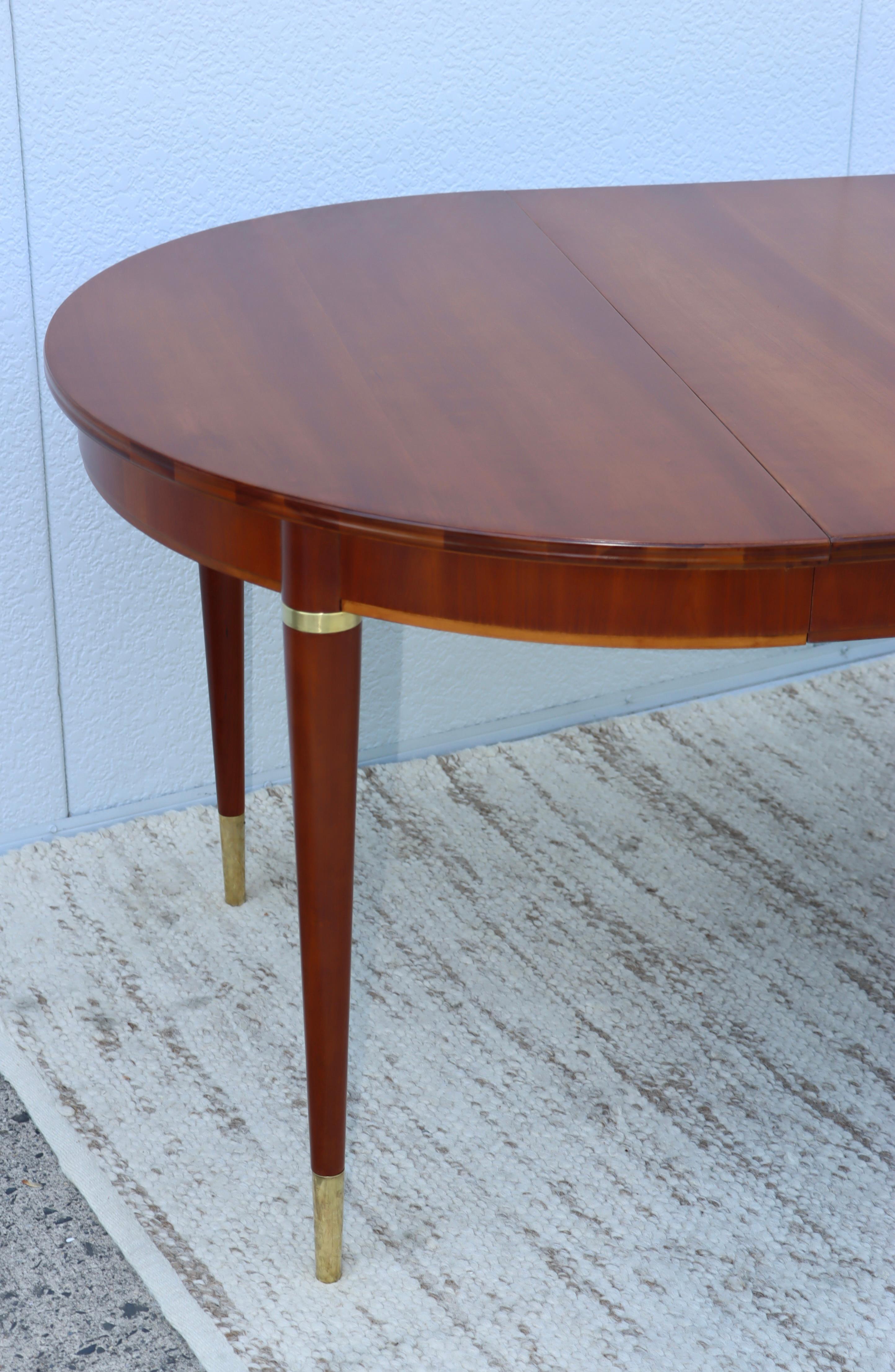 1950s John Widdicomb Cherry-Wood and Brass Oval Dining Table 3