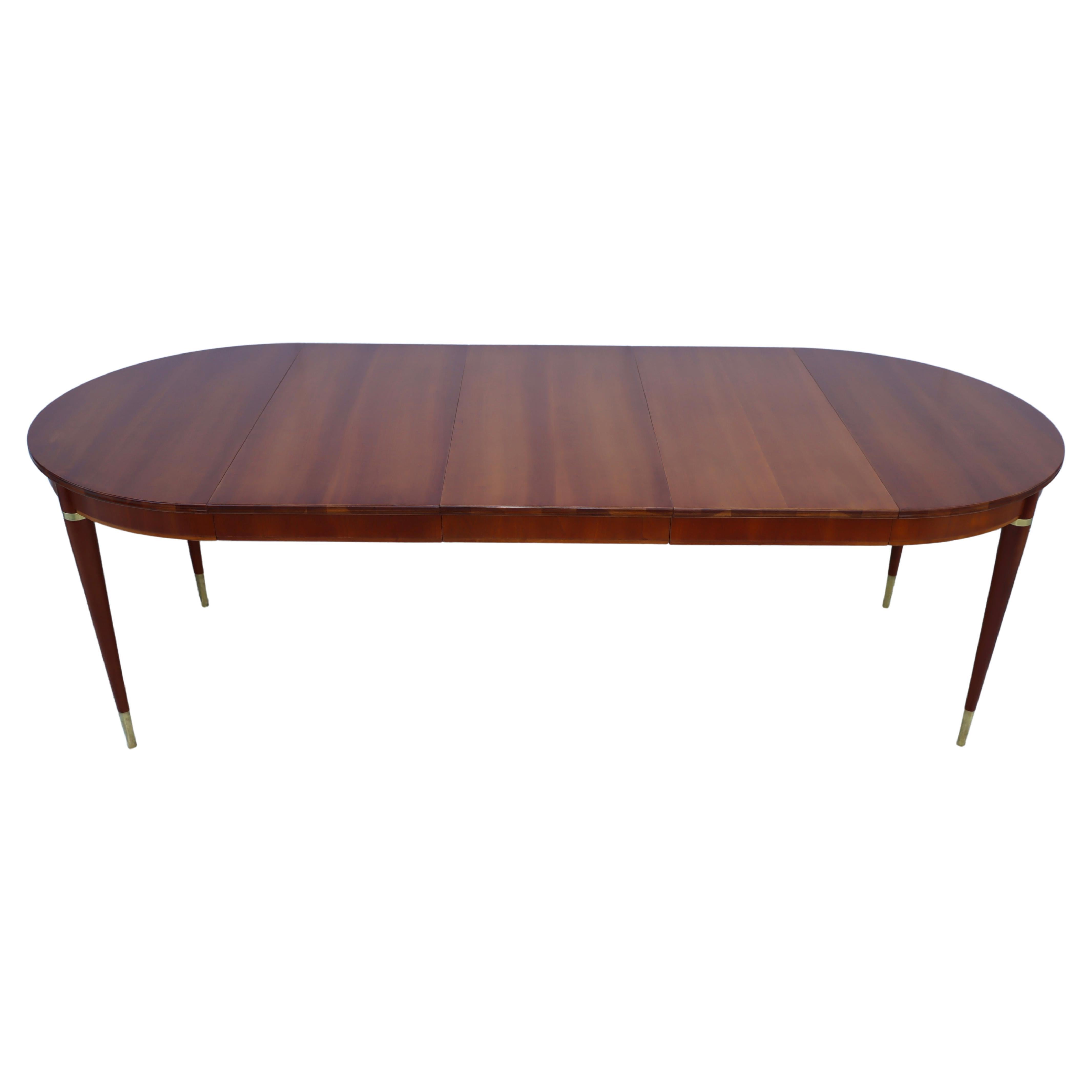 1950s John Widdicomb Cherry-Wood and Brass Oval Dining Table