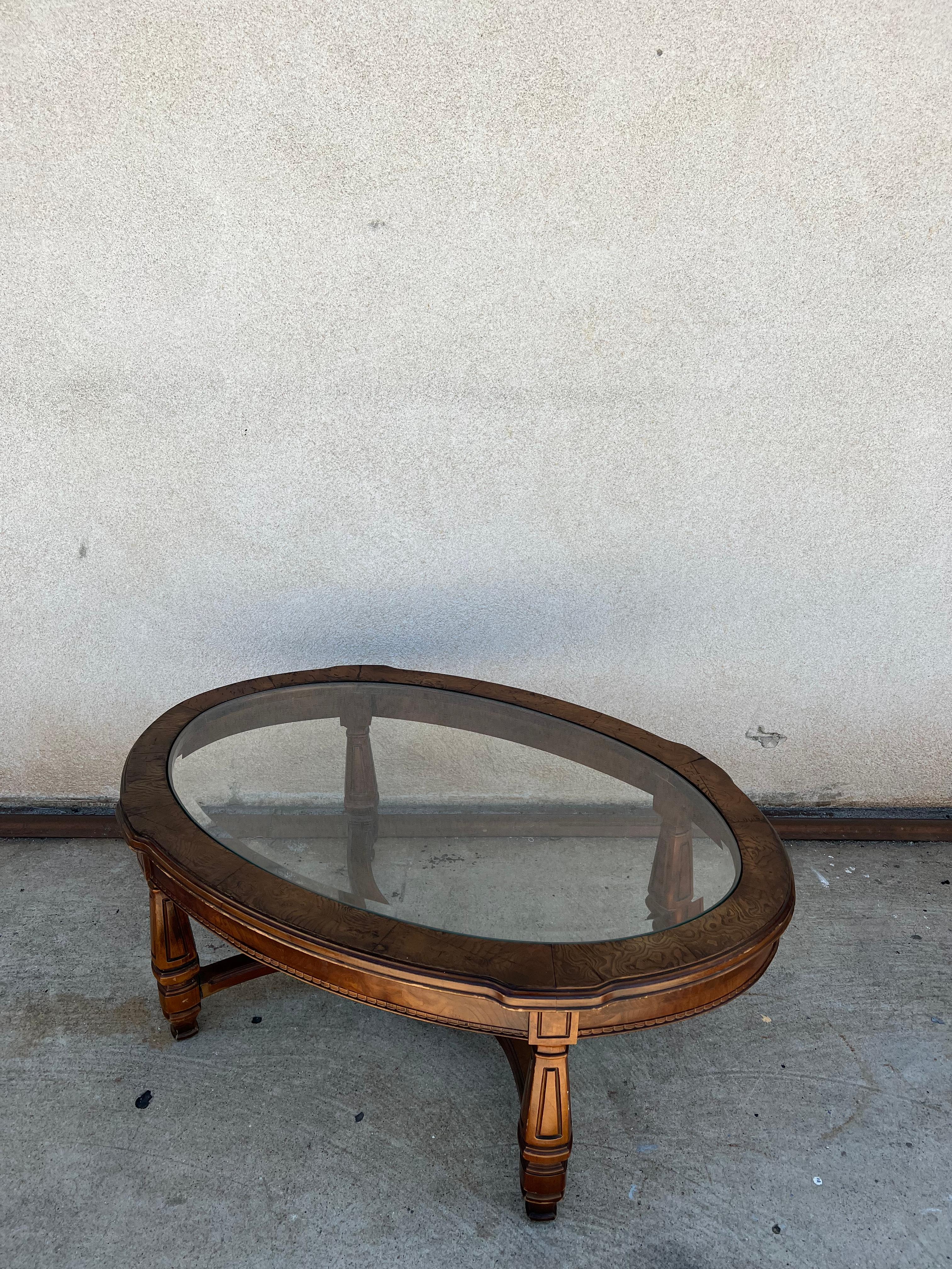 1950's John Widdicomb coffee/cocktail glass table  In Good Condition For Sale In Los Angeles, CA