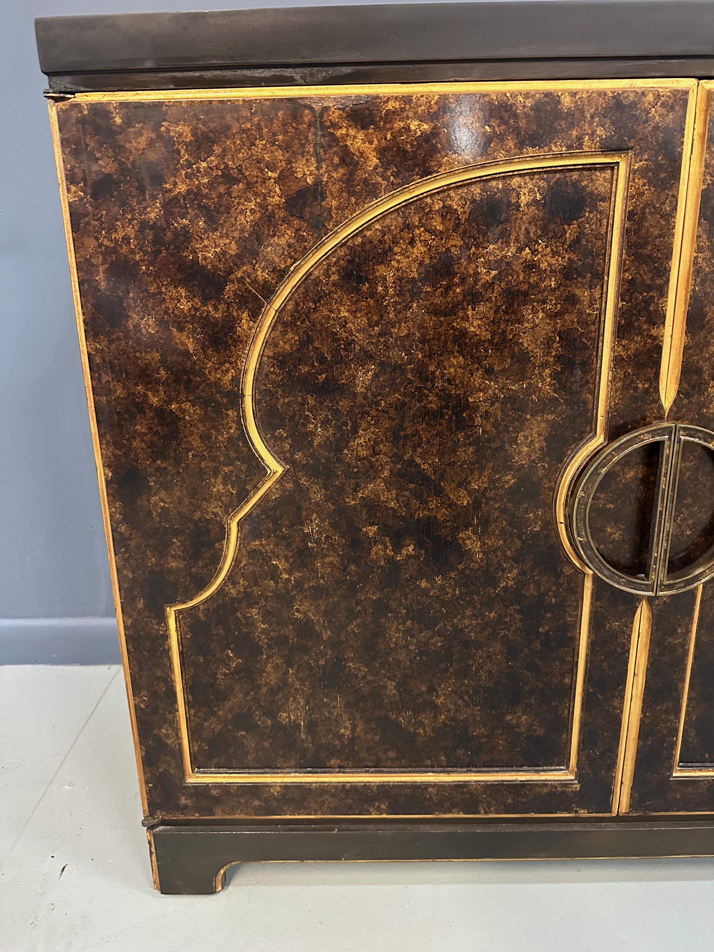 1970s John Widdicomb Commode in A Faux Tortoise Shell Finish Mid Century For Sale 3