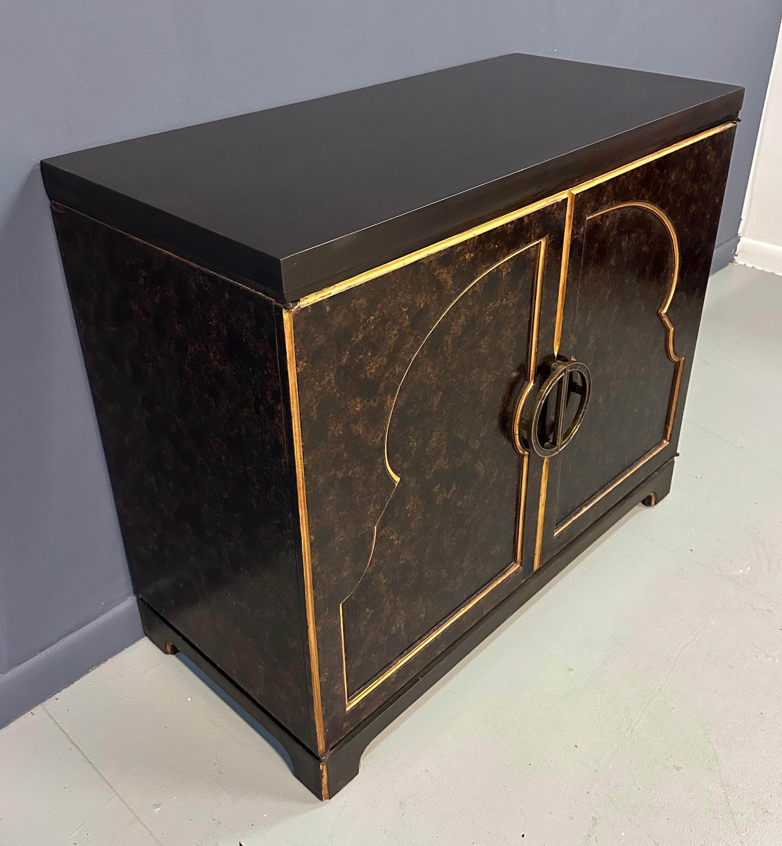 Mid-Century Modern 1970s John Widdicomb Commode in A Faux Tortoise Shell Finish Mid Century For Sale