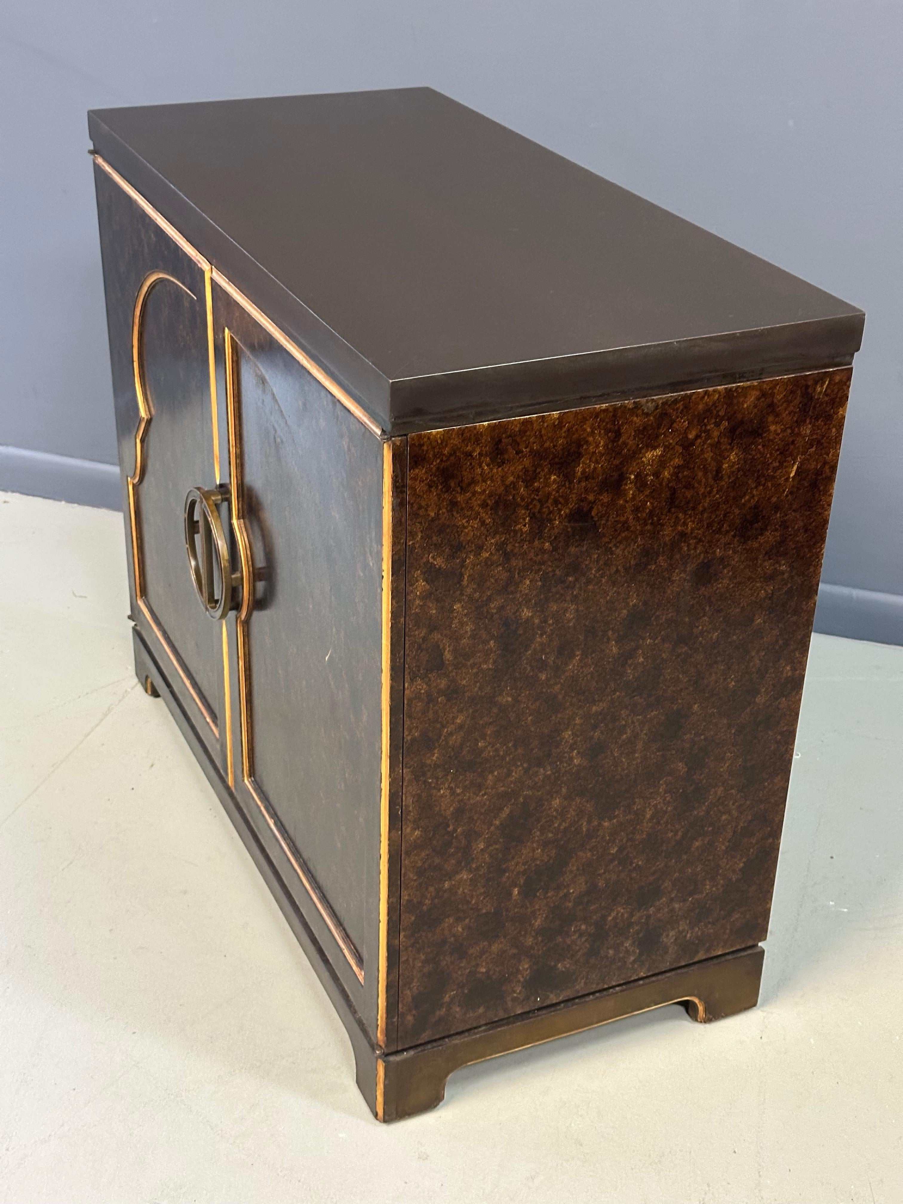 20th Century 1970s John Widdicomb Commode in A Faux Tortoise Shell Finish Mid Century For Sale