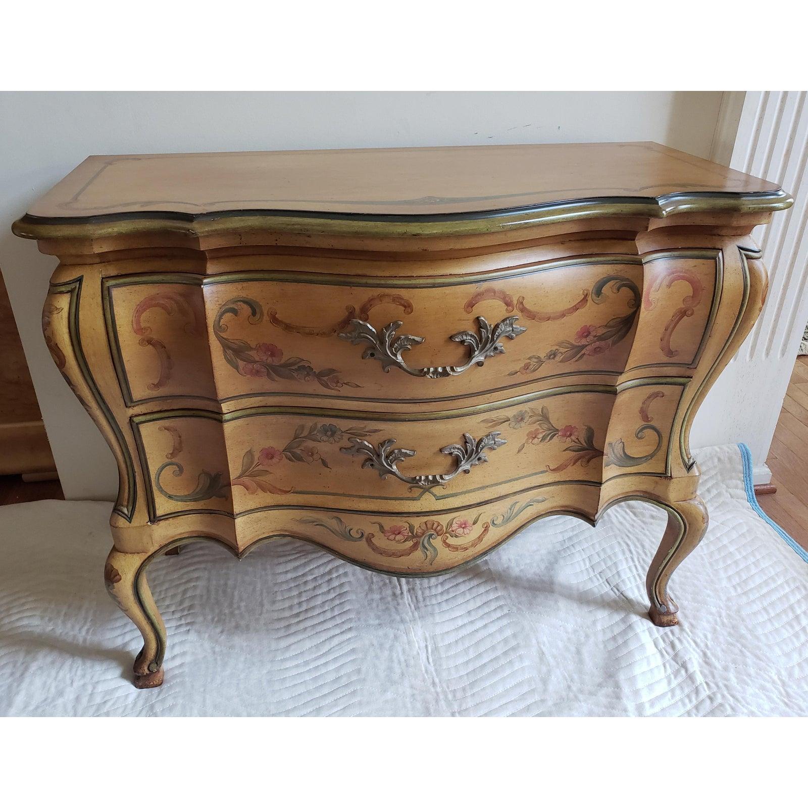1950s John Widdicomb Louis XV Style Bombay Hand Painted Commode For Sale 6