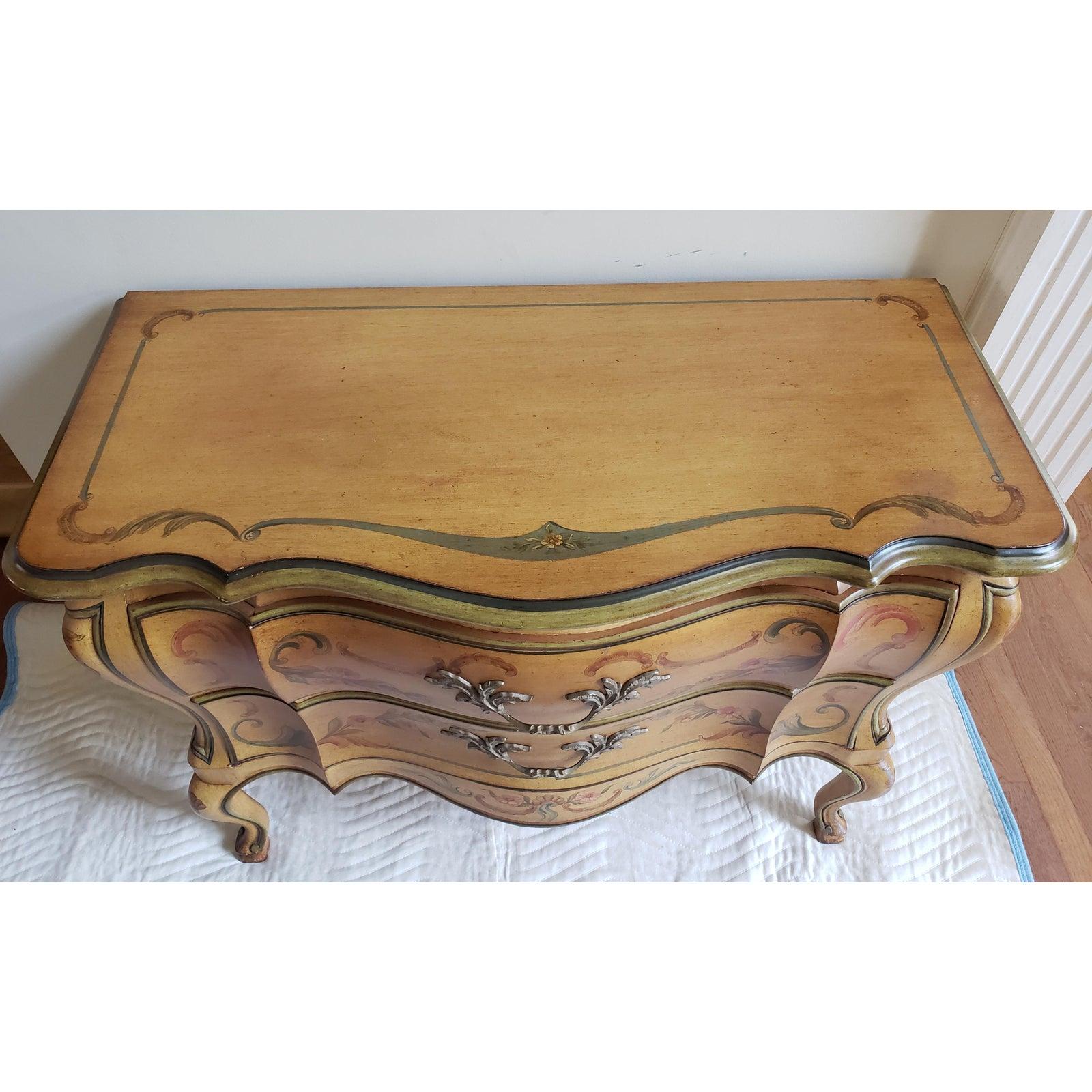 North American 1950s John Widdicomb Louis XV Style Bombay Hand Painted Commode For Sale