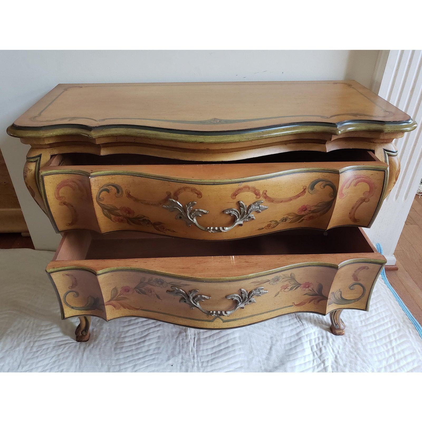 20th Century 1950s John Widdicomb Louis XV Style Bombay Hand Painted Commode For Sale