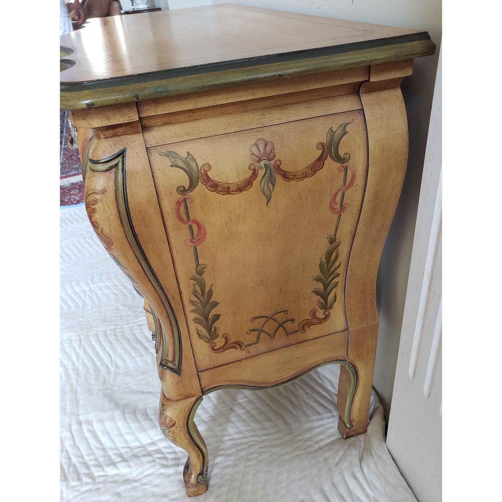 1950s John Widdicomb Louis XV Style Bombay Hand Painted Commode For Sale 2