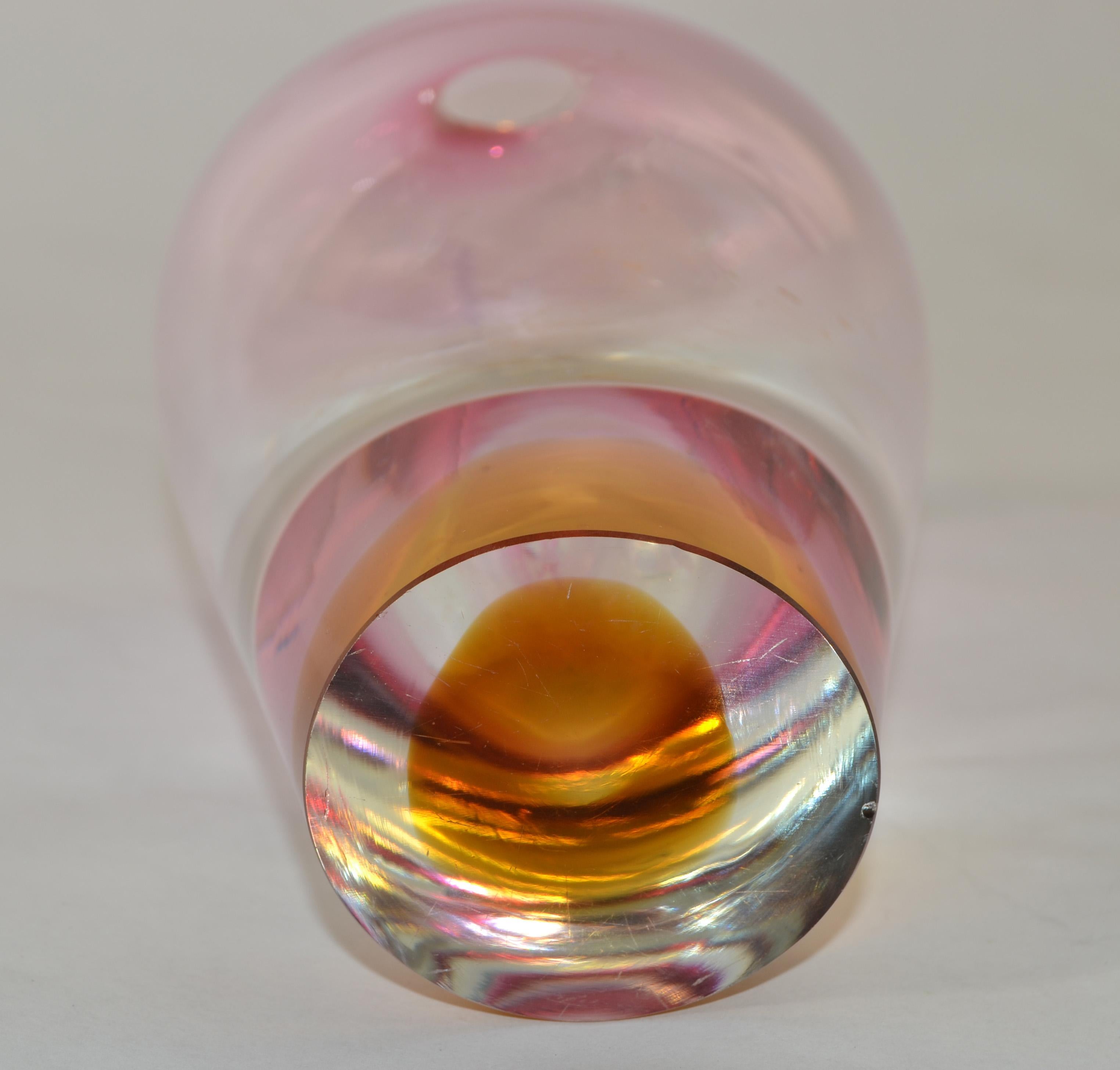 Vaso di vetro soffiato Josef Rozinek per Borocrystal del 1950, Ambra rosa, Cecoslovacchia in vendita 6