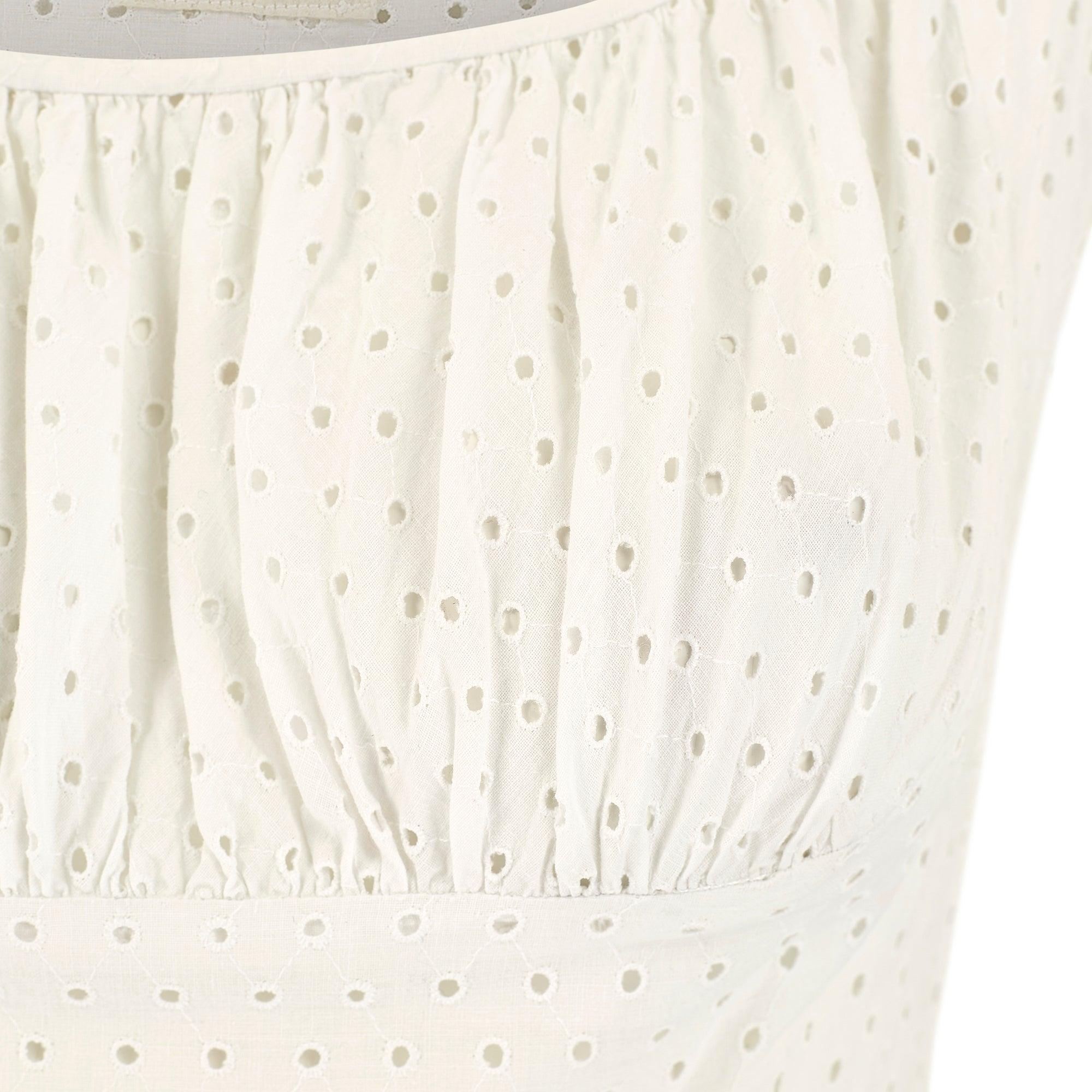 Años 50 Josselyne de París Vestido blanco de ojetes de algodón Blanco en venta