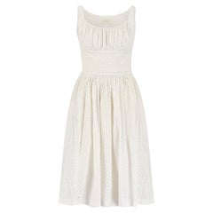 1950s Josselyne of Paris White Cotton Eyelet Dress
