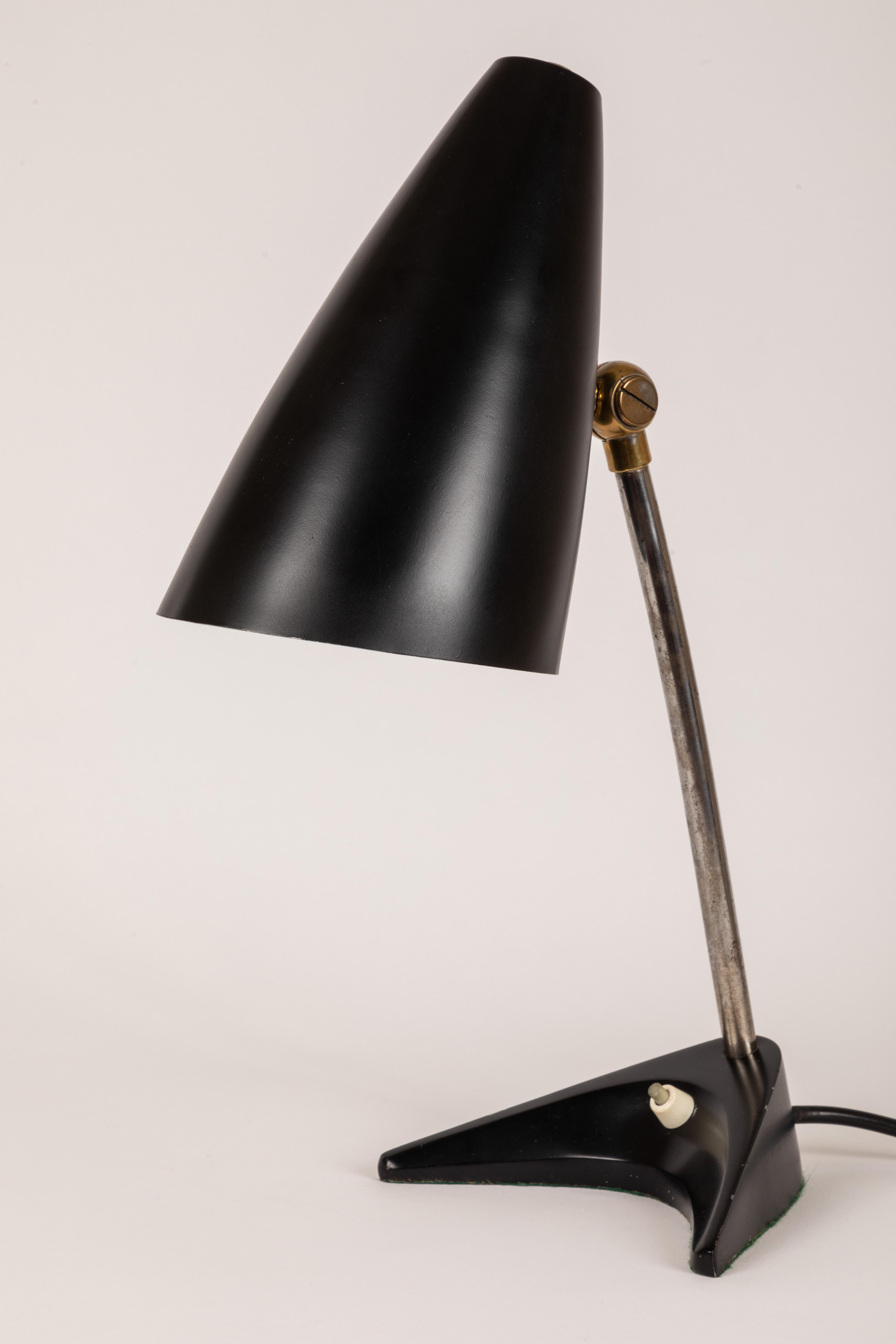Mid-Century Modern 1950s J.T. Kalmar Black Table Lamp